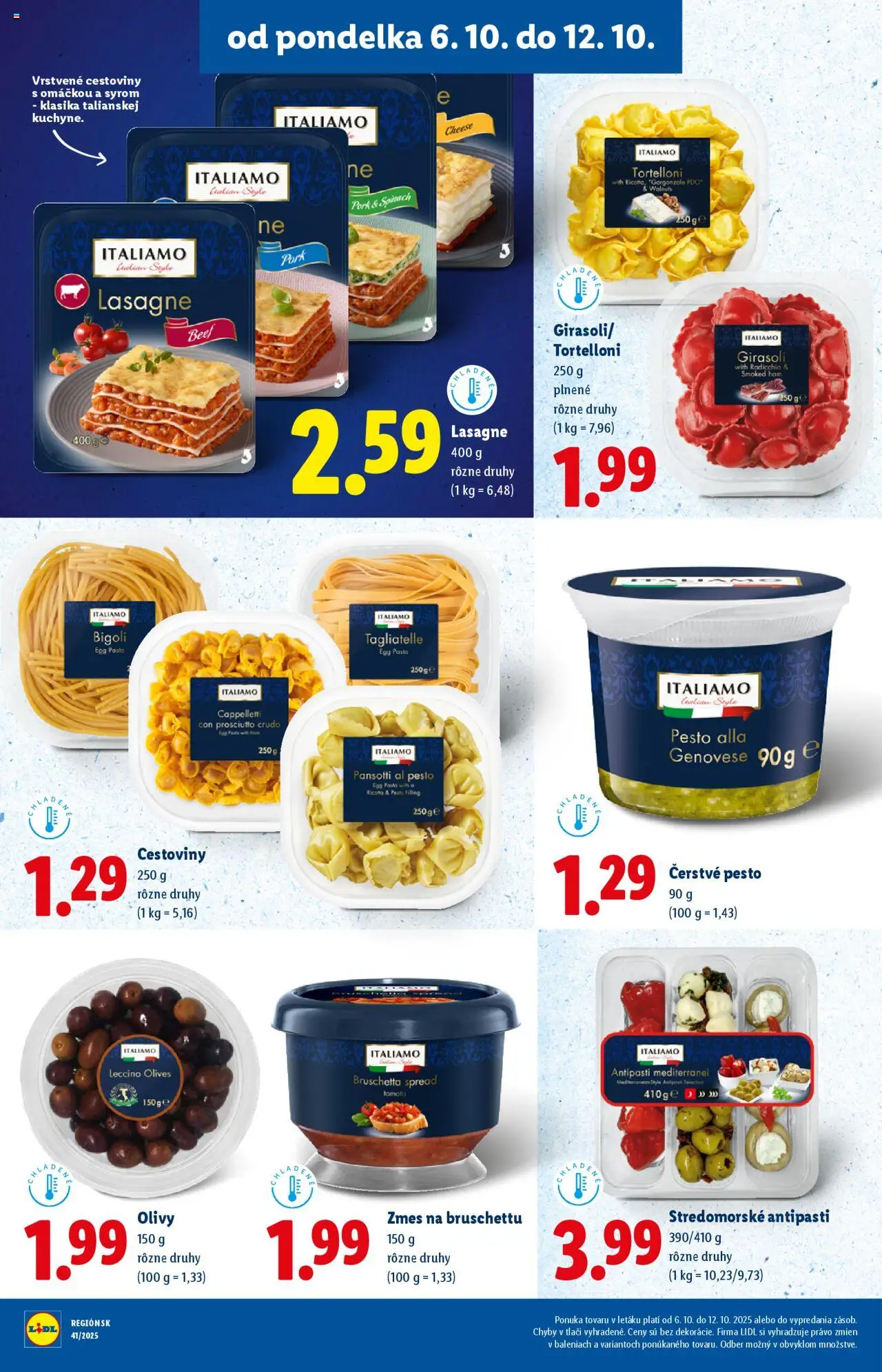 Nové Lidl akcie – leták je platný od 09.10.2025 | Strana: 62 | Produkty: Cestoviny, Lasagne