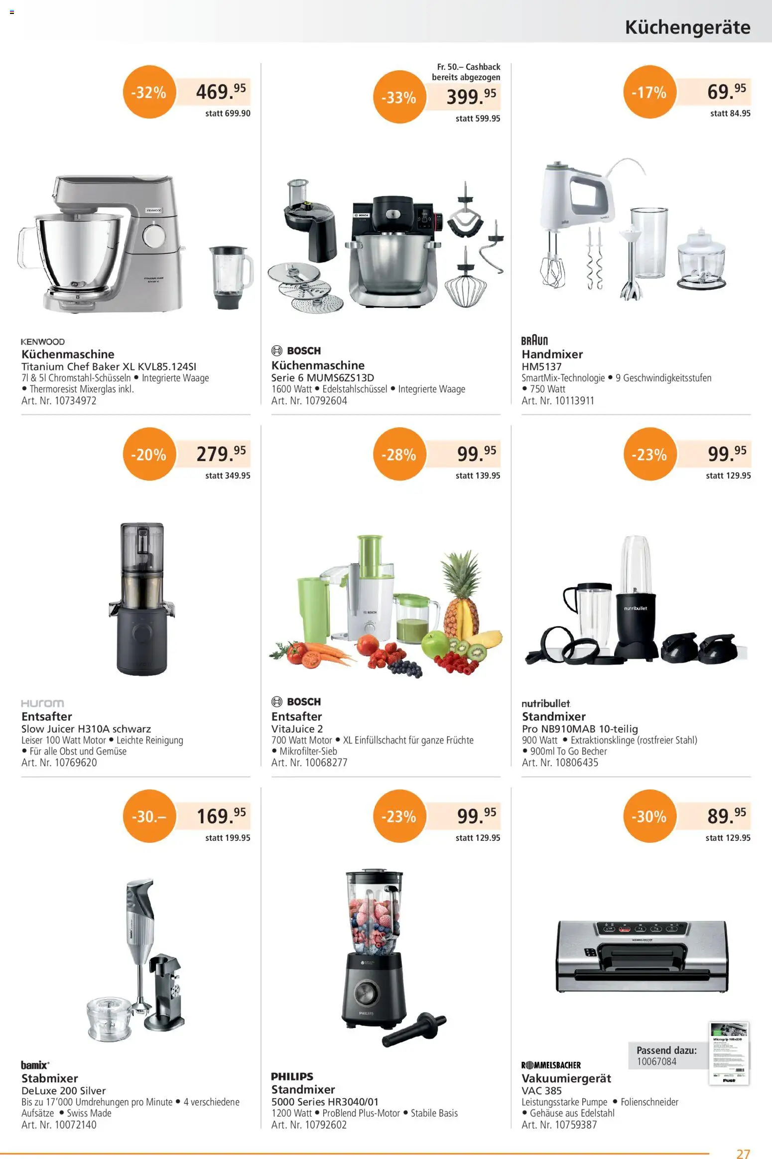 Fust aktionen – gültig ab 23.03.2026 | Seite: 27 | Produkte: Gemüse, Früchte, Stabmixer, Bosch