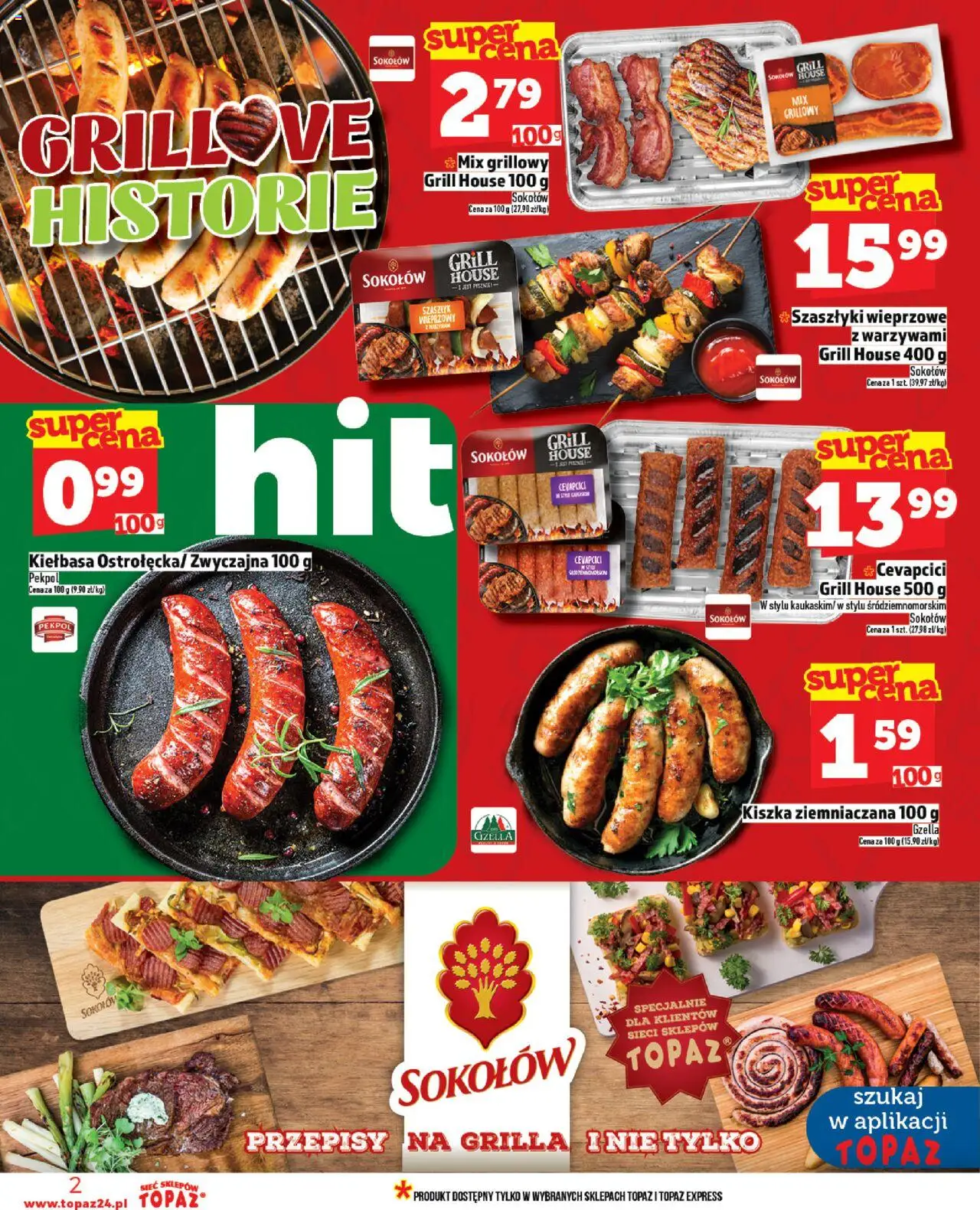 Topaz Gazetka od 07.08.2025 | Strona: 2 | Produkty: Kiełbasa, Kiszka ziemniaczana, Grill