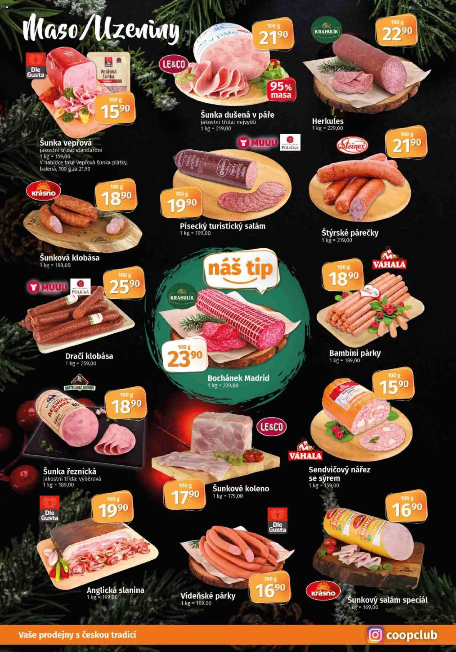 Konzum leták od 03.12.2025 | Strana: 2 | Produkty: Salám, Párky, Klobása, Anglická slanina