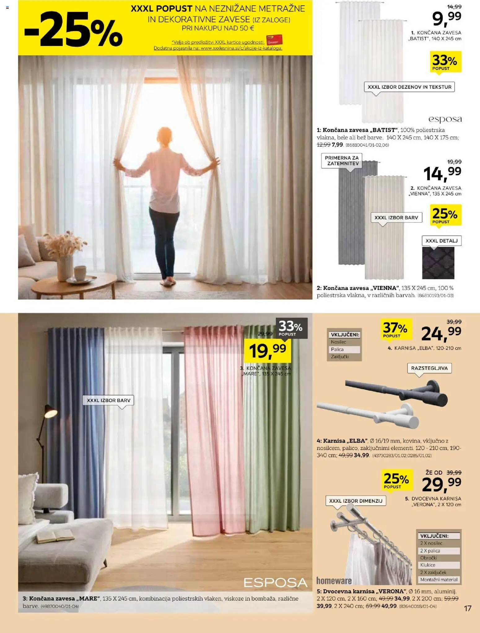 Novi XXXL Lesnina katalog ponudbe – veljaven od 17.02.2026 | Stran: 17 | Izdelki: Zavese