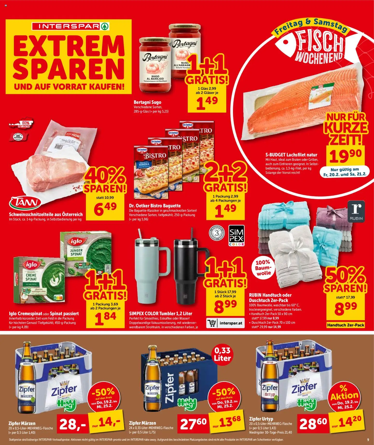 Interspar Flugblatt - Oberösterreich gültig ab 19.02.2026 | Seite: 9 | Produkte: Wasser, Jääkaappipakastin, Creme, Fisch