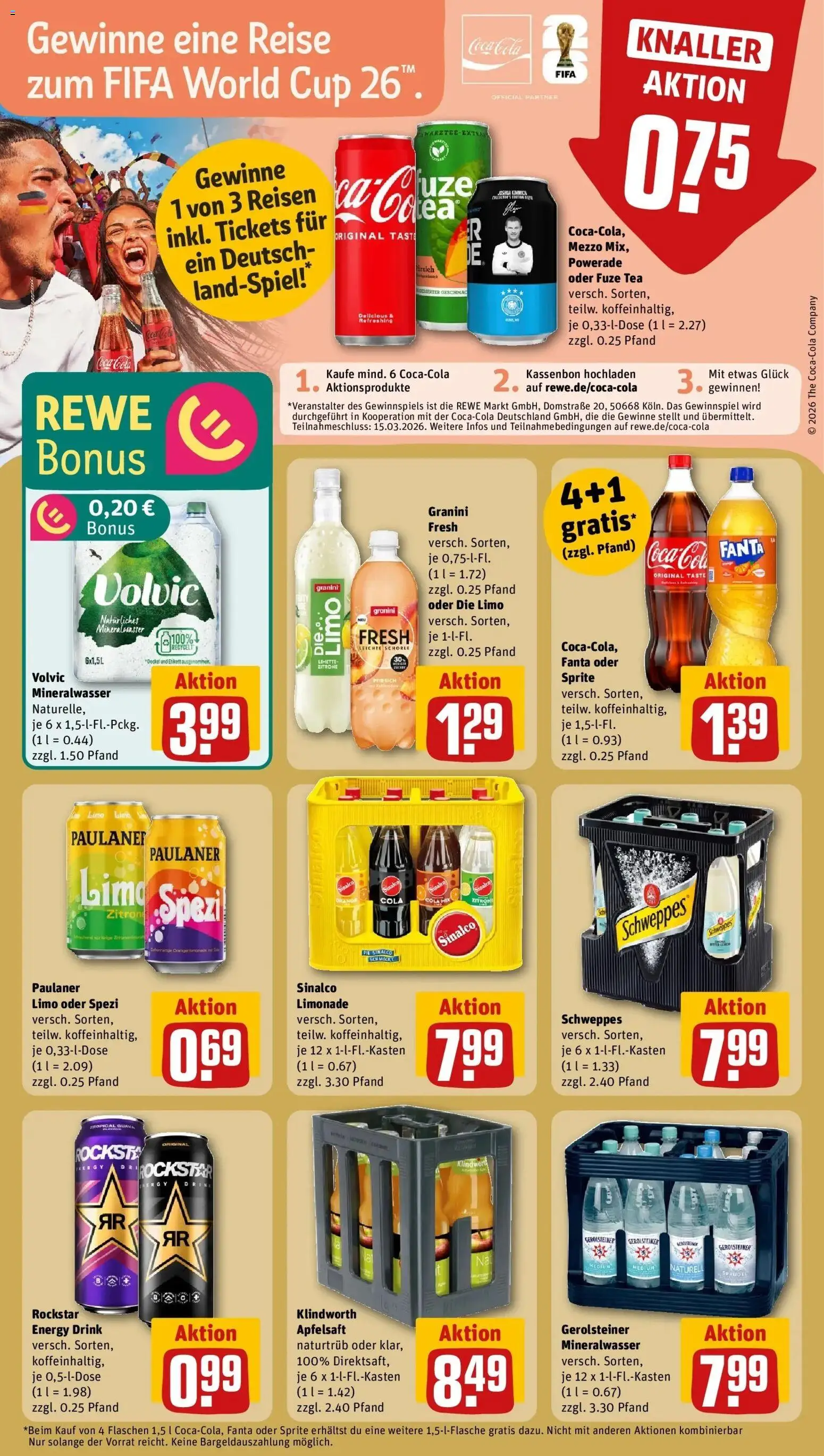Rewe prospekt Kiel	 – gültig ab 22.02.2026 | Seite: 20 | Produkte: Sinalco, Limonade, Pfirsich, Gerolsteiner