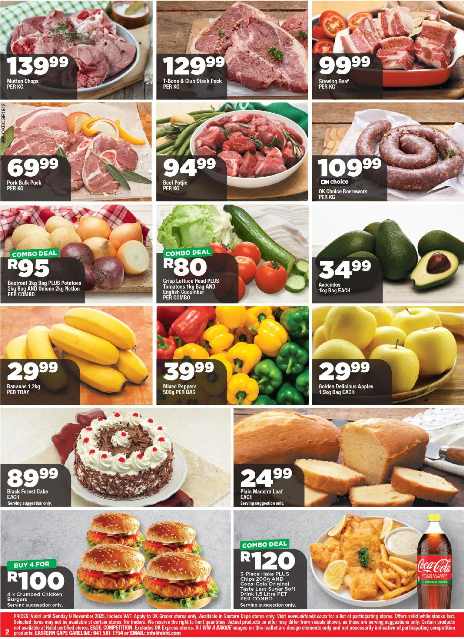 New OK Foods catalogue – valid from 24.10.2025 | Page: 2 | Products: Pork, Burgers, Chips, Avocados