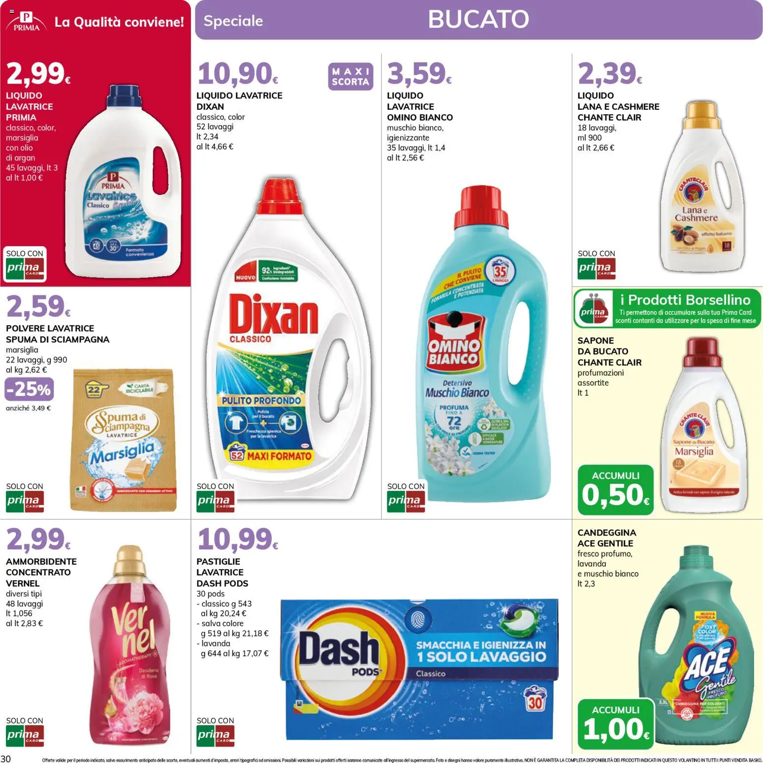 Volantino Basko del 13.01.2026 | Pagina: 30 | Prodotti: Candeggina, Olio, Lavatrice, Lavanda