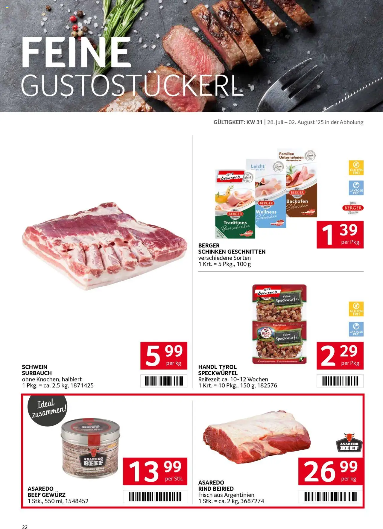 Transgourmet Flugblatt gültig ab 27.07.2025 | Seite: 22 | Produkte: Schinken