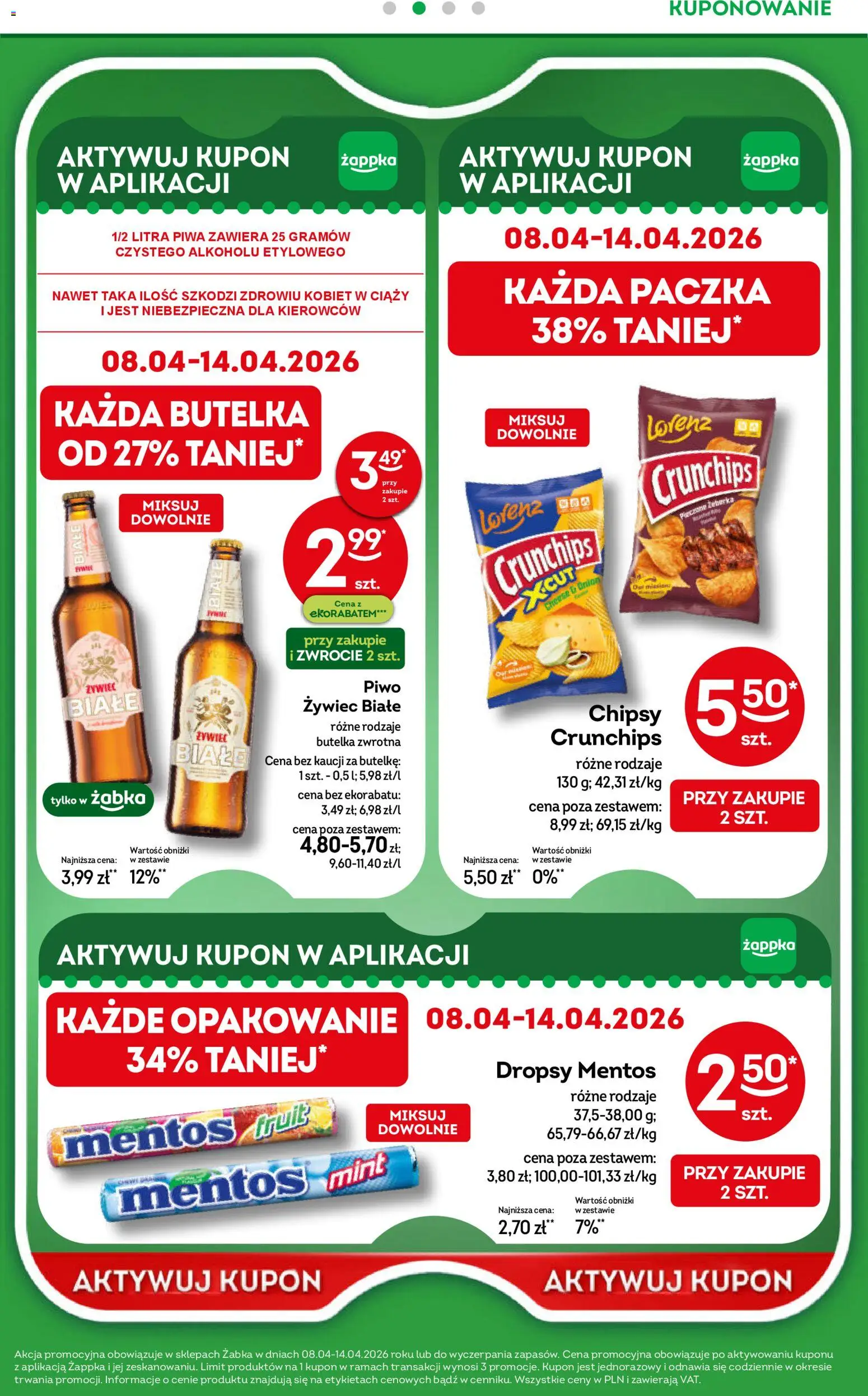 Żabka gazetka od 08.04.2026 | Strona: 33 | Produkty: Chipsy, Piwo