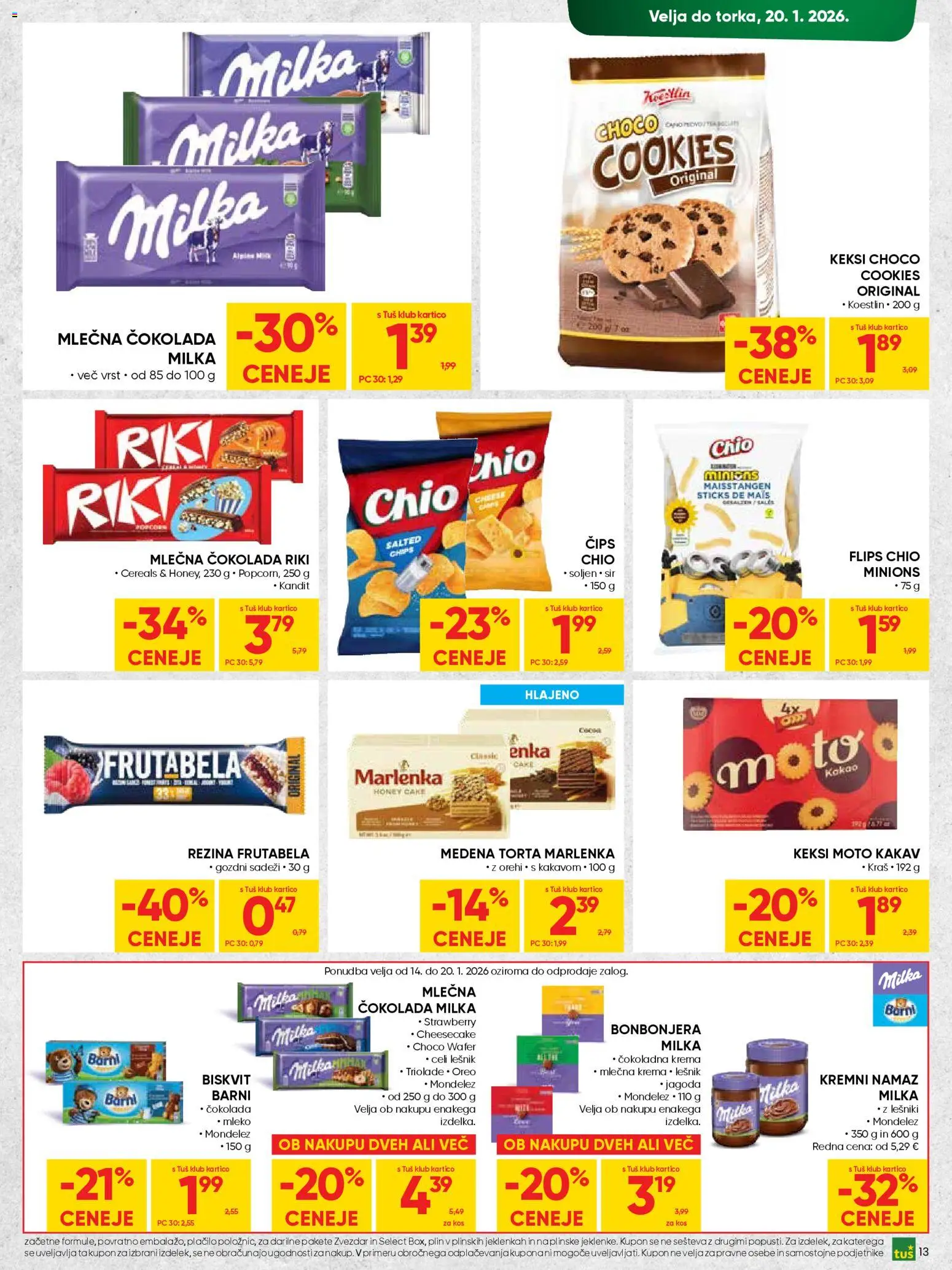 Novi Tuš katalog ponudbe – veljaven od 07.01.2026 | Stran: 13 | Izdelki: Keksi, Torta, Kakav, Cokolada