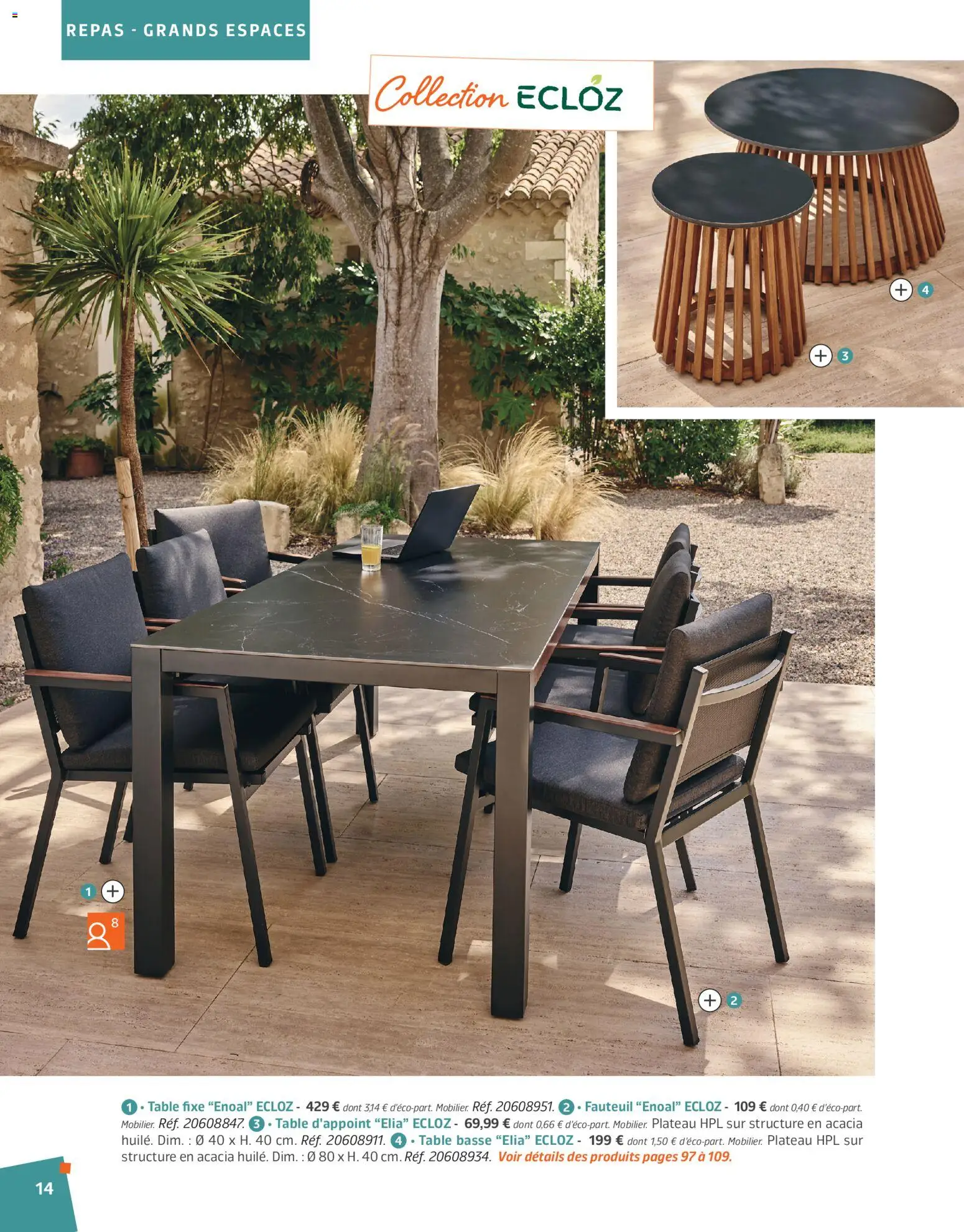 {H1} | Page: 14 | Produits: Plateau, Fauteuil, Table basse, Table
