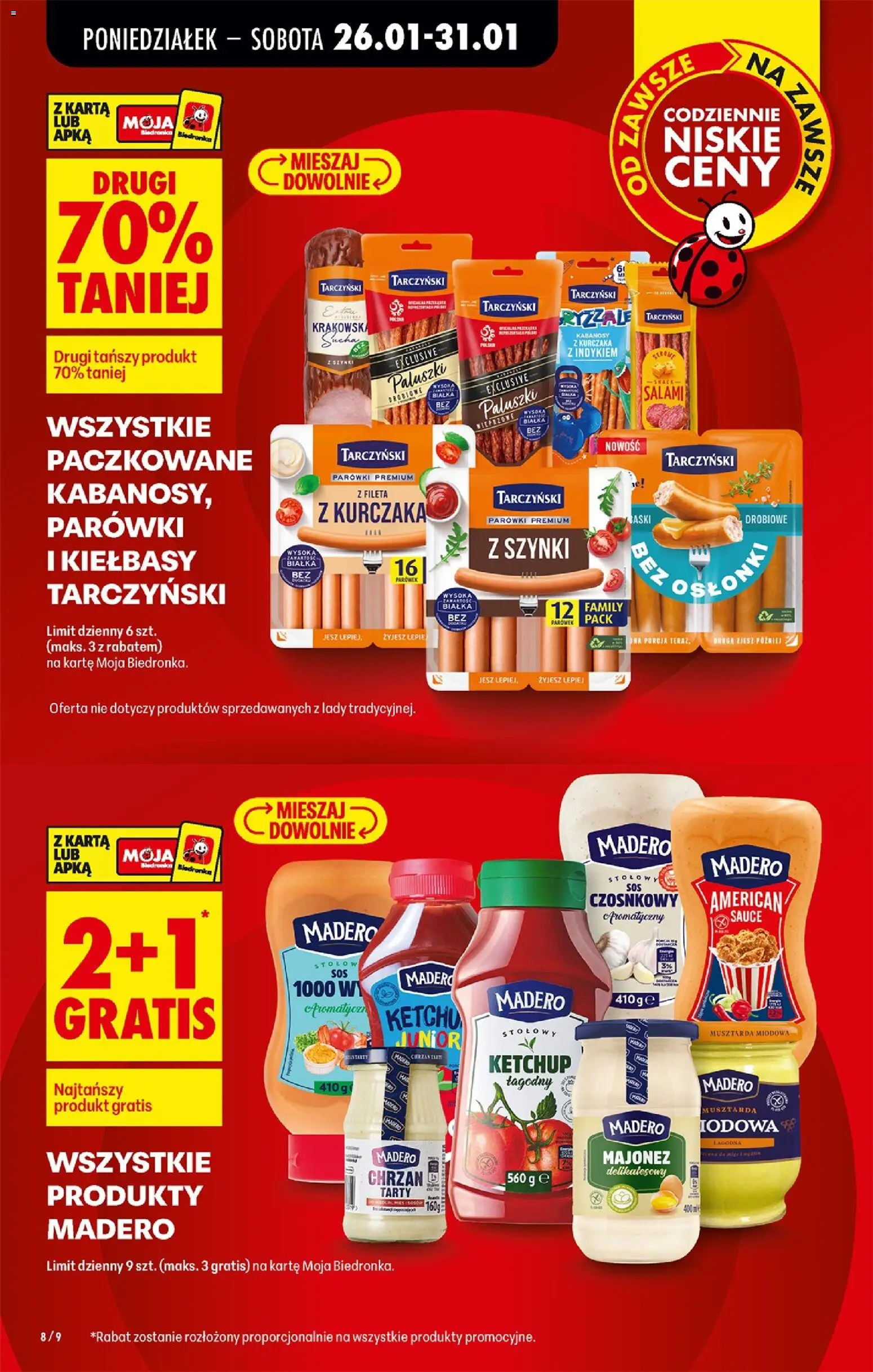 Biedronka gazetka od 26.01.2026 | Strona: 8 | Produkty: Kiełbasa, Kabanosy z kurczaka, Paluszki, Salami