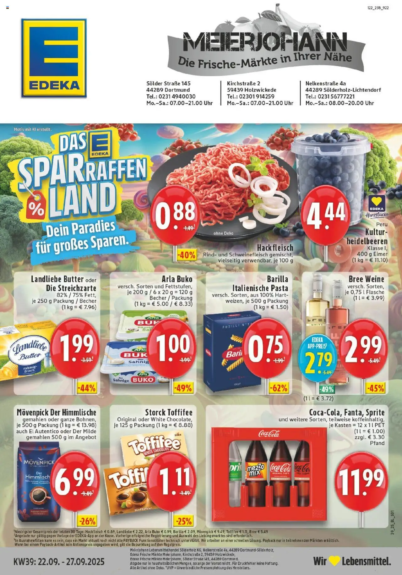Edeka prospekt Holzwickede	 – gültig ab 21.09.2025 | Seite: 1 | Produkte: Bree, Arla buko, Pasta, Schweinefleisch