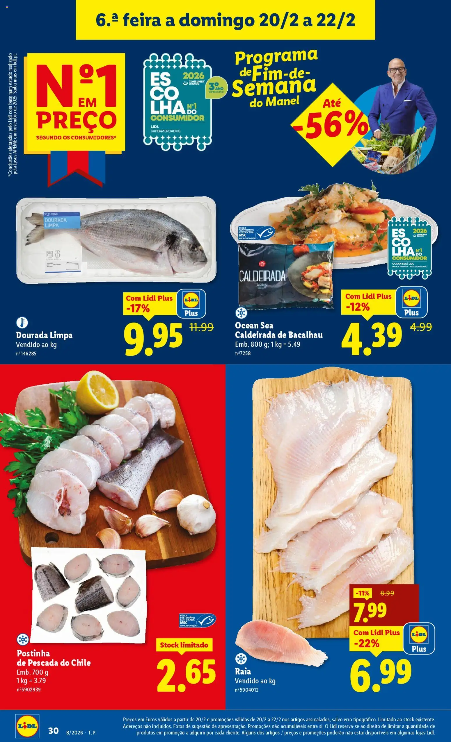 Lidl folheto │ válido de 16.02.2026 | Página: 30 | Produtos: Dourada, Bacalhau, Pescada, Peixe