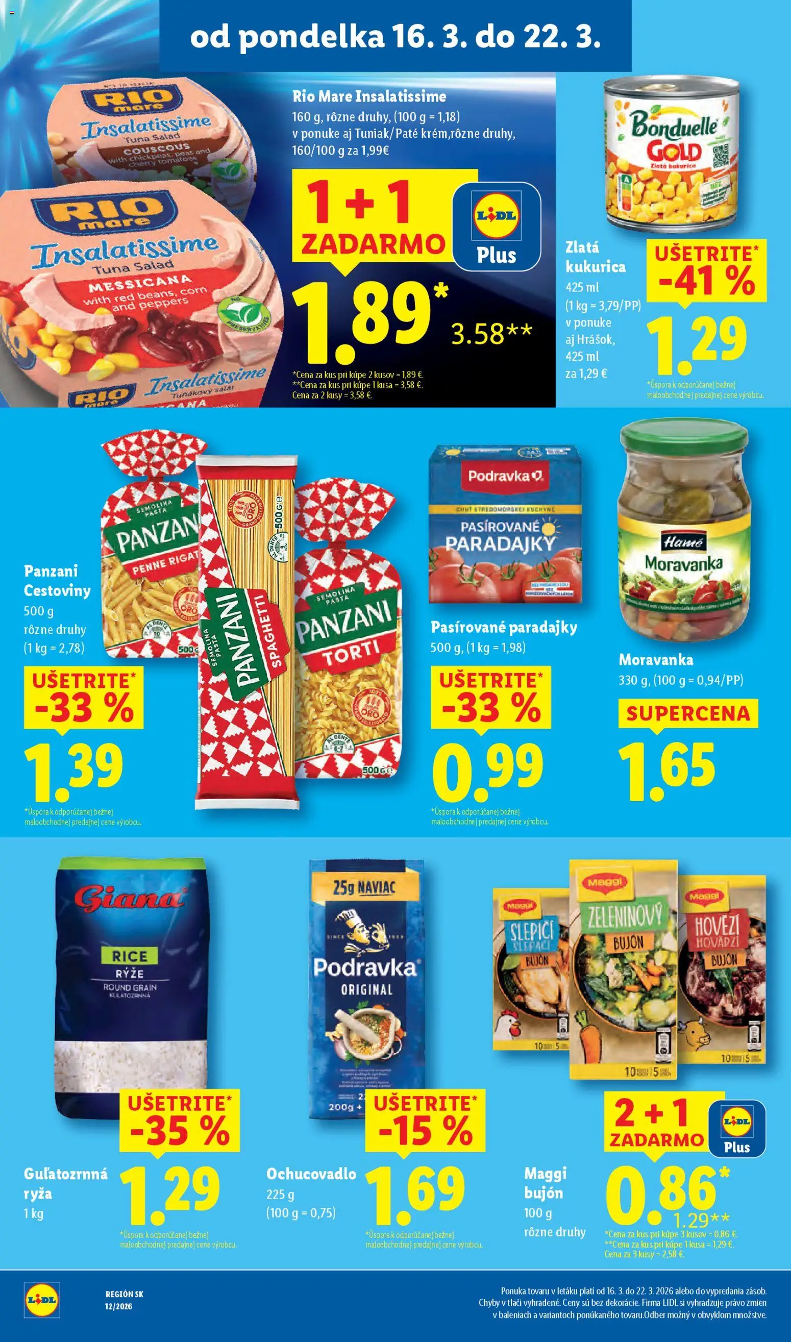 Nové Lidl akcie – leták je platný od 16.03.2026 | Strana: 34 | Produkty: Paradajky, Ryža, Cestoviny, Kuchyne
