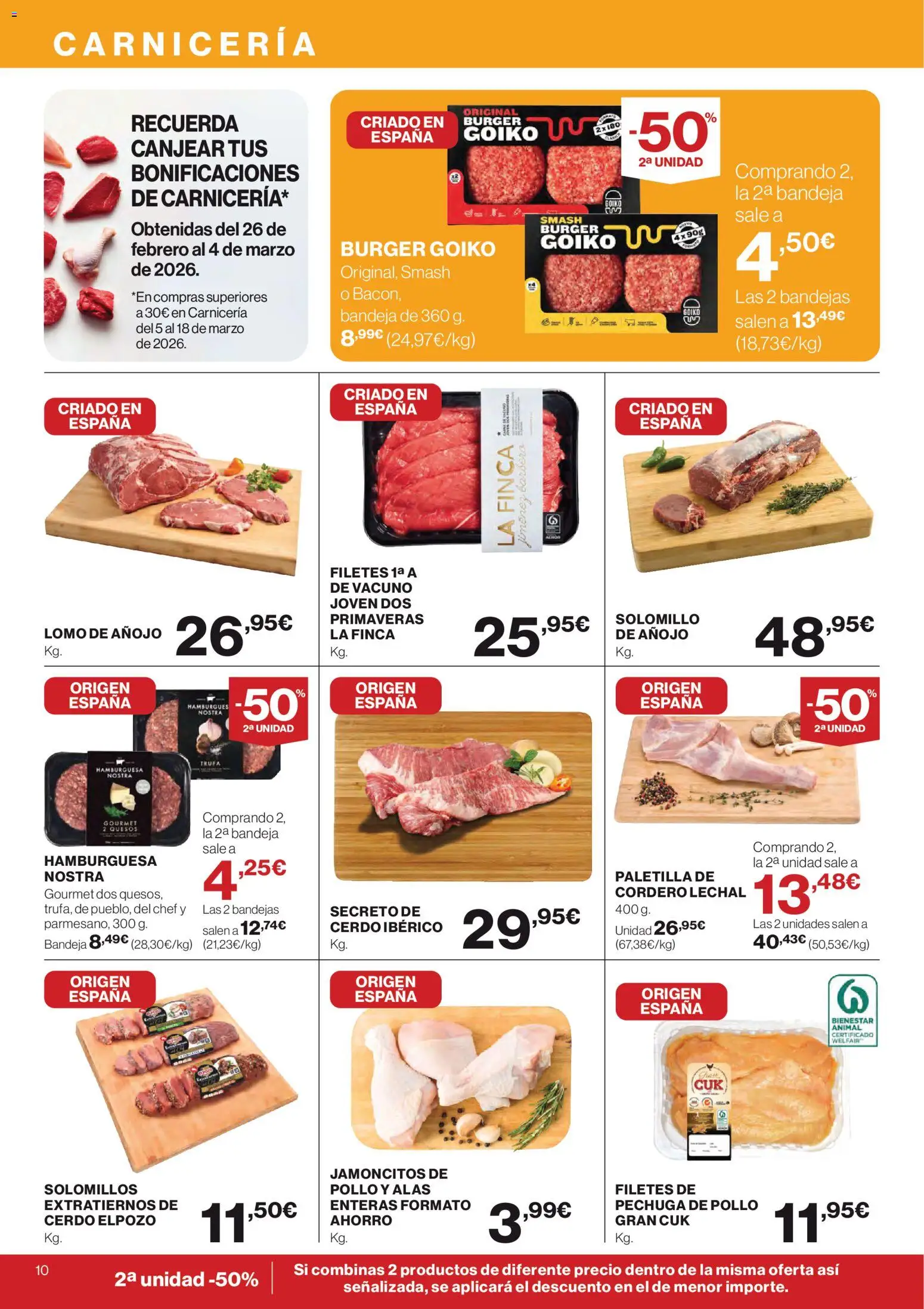 Hipercor catálogo │ válido desde el 12.03.2026 | Página: 10 | Productos: Cerdo, Φίλτρο καφέ, Σοκολατούχο γάλα, Bandeja