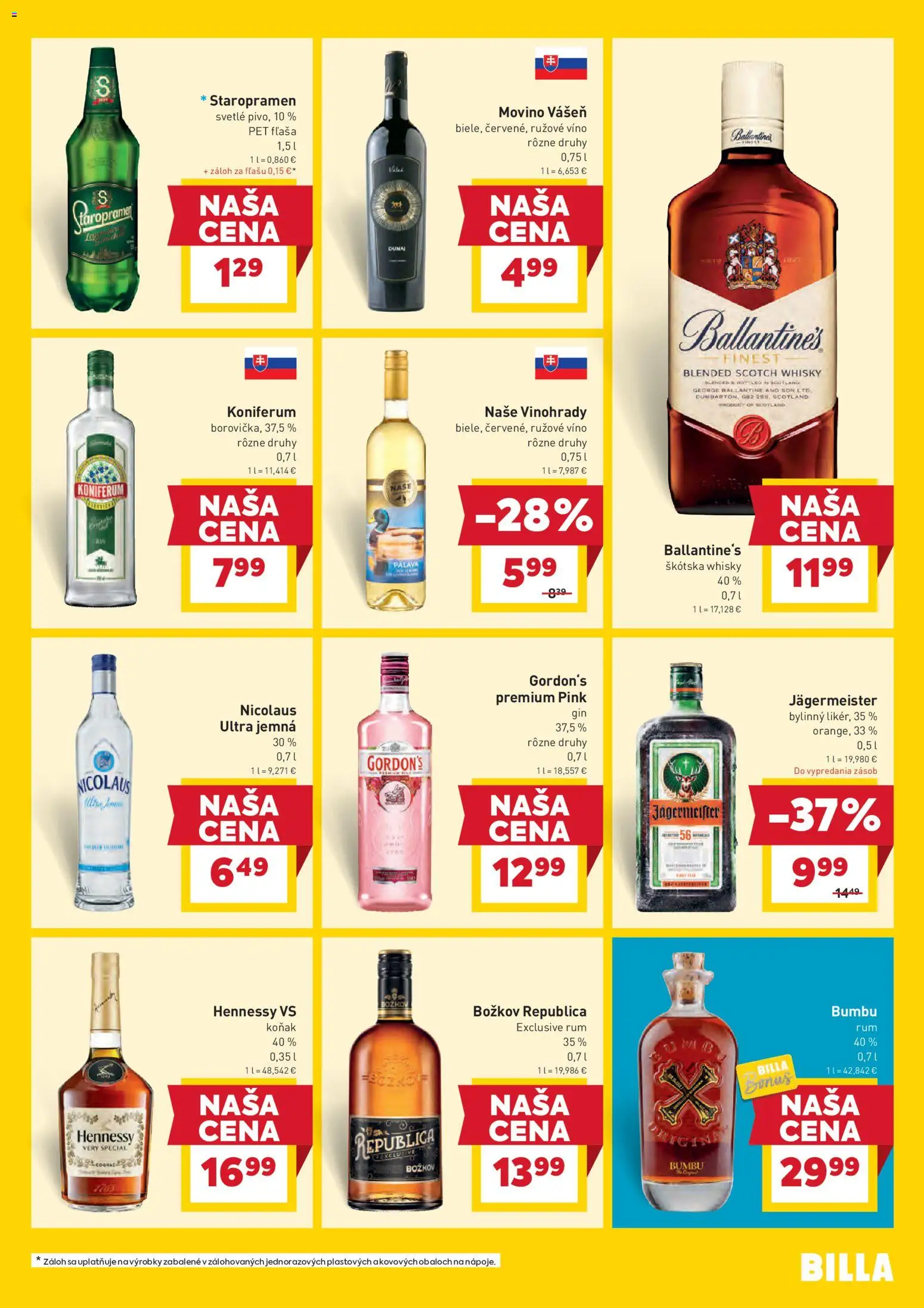 Nové Billa akcie – leták je platný od 28.01.2026 | Strana: 23 | Produkty: Jägermeister, Koniferum, Koňak, Rum