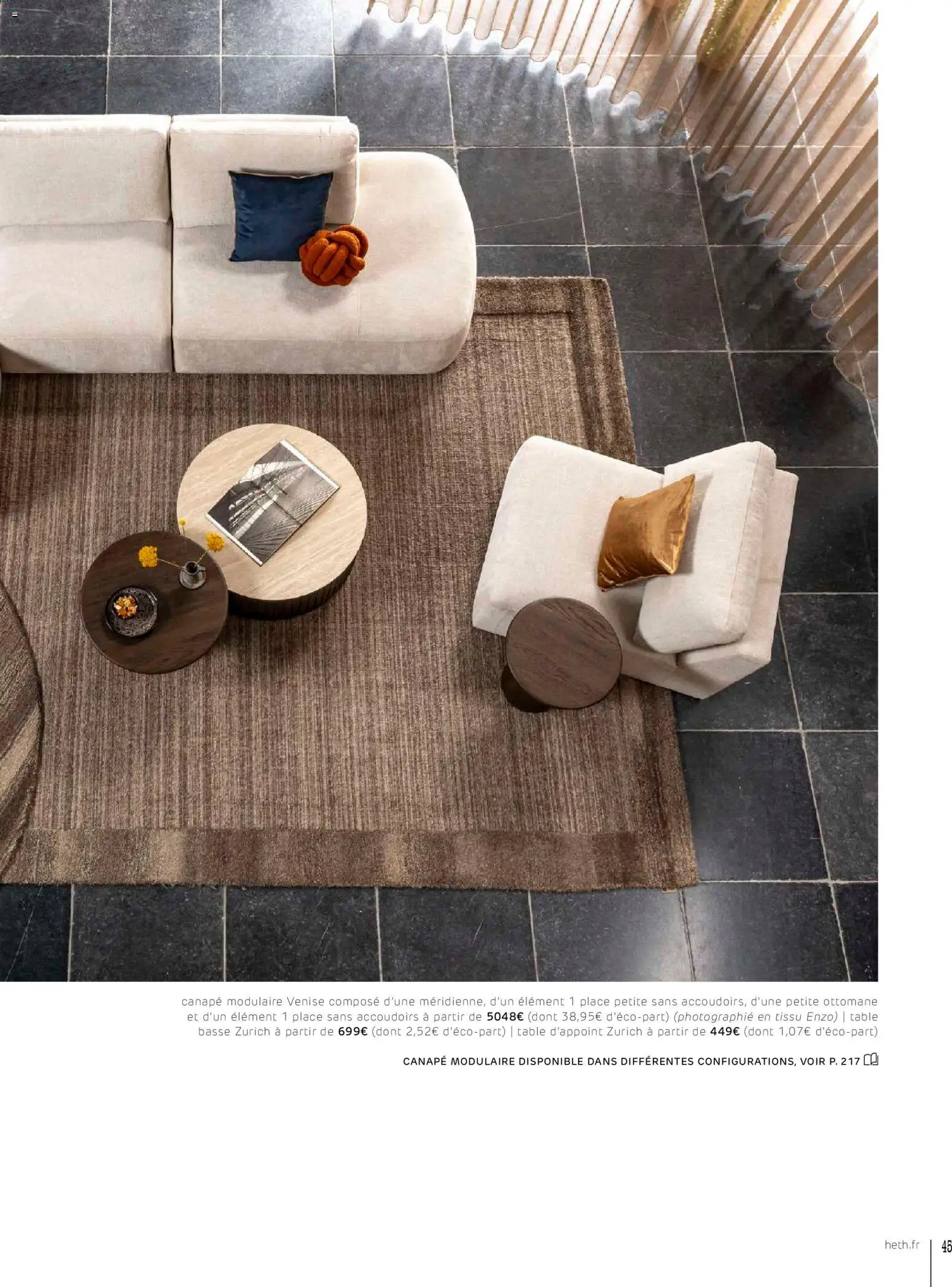 {H1} | Page: 45 | Produits: Canapé, Table basse, Table