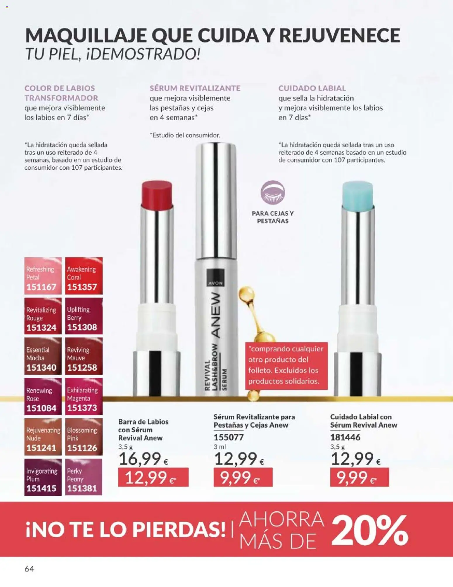 Catálogo AVON campaña 5 │ válido desde el 01.05.2026 | Página: 64 | Productos: Maquillaje, Sérum, Serum pestañas, Barra de labios