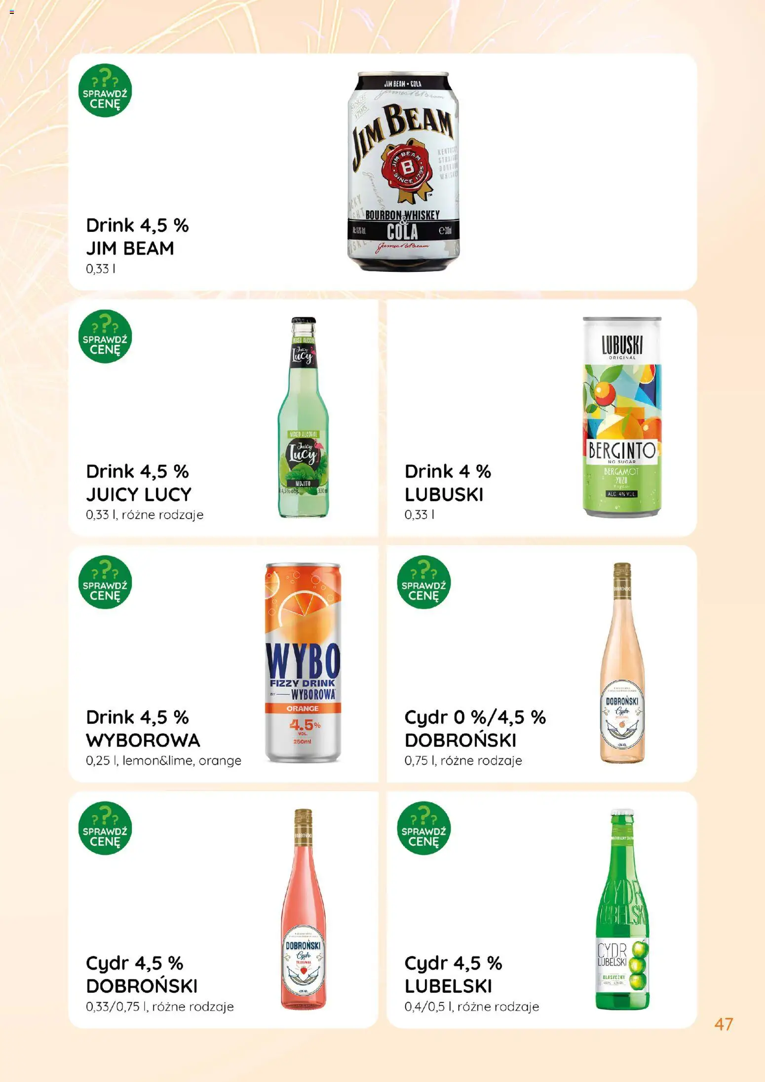 Eurocash Gazetka - Katalog Alkoholowy od 01.01.2026 | Strona: 47 | Produkty: Bourbon, Jim Beam, Cydr