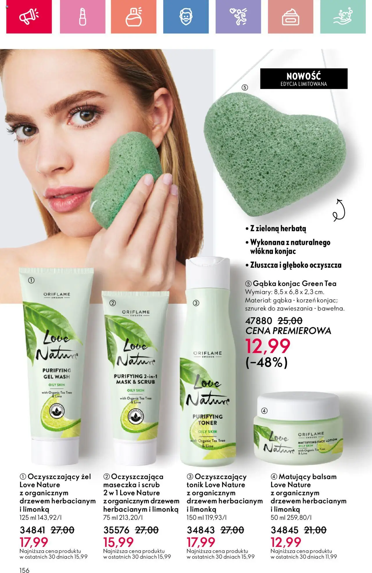 Oriflame Katalog 11 2025 od 27.07.2025 | Strona: 156 | Produkty: Gąbka, Herbata, Lotion, Tonik
