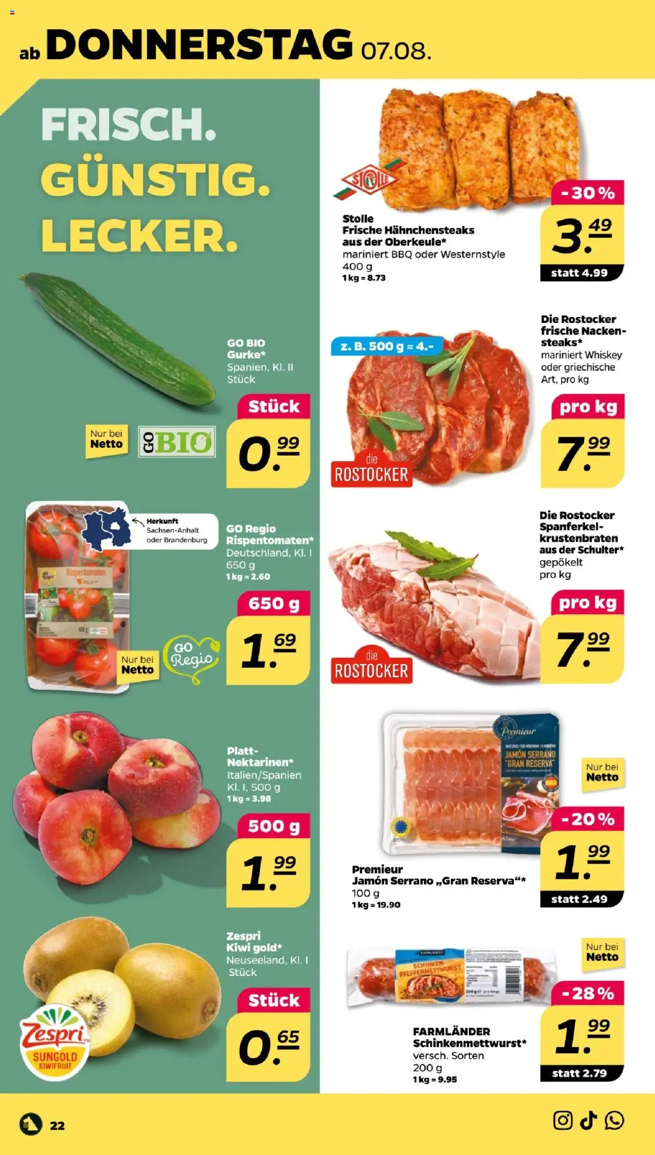 Netto Prospekt 	 - gültig ab dem 04.08.2025 | Seite: 24 | Produkte: Krustenbraten, Schinken, Kiwi, Whiskey