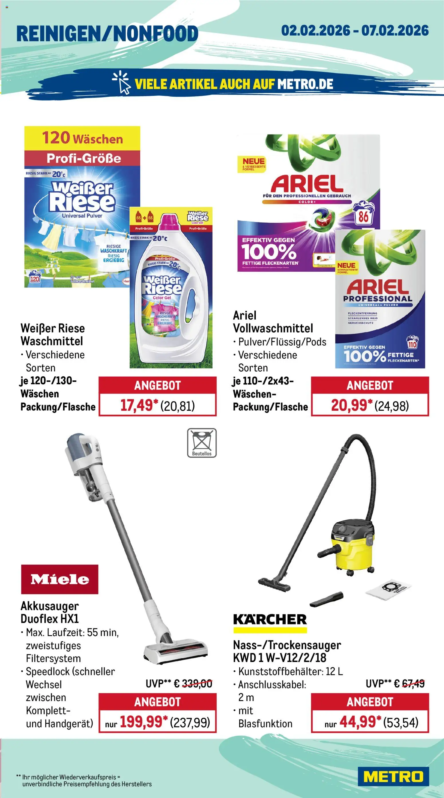 Metro Prospekt 	 – gültig ab 02.02.2026 | Seite: 18 | Produkte: Miele, Ariel, Waschmittel