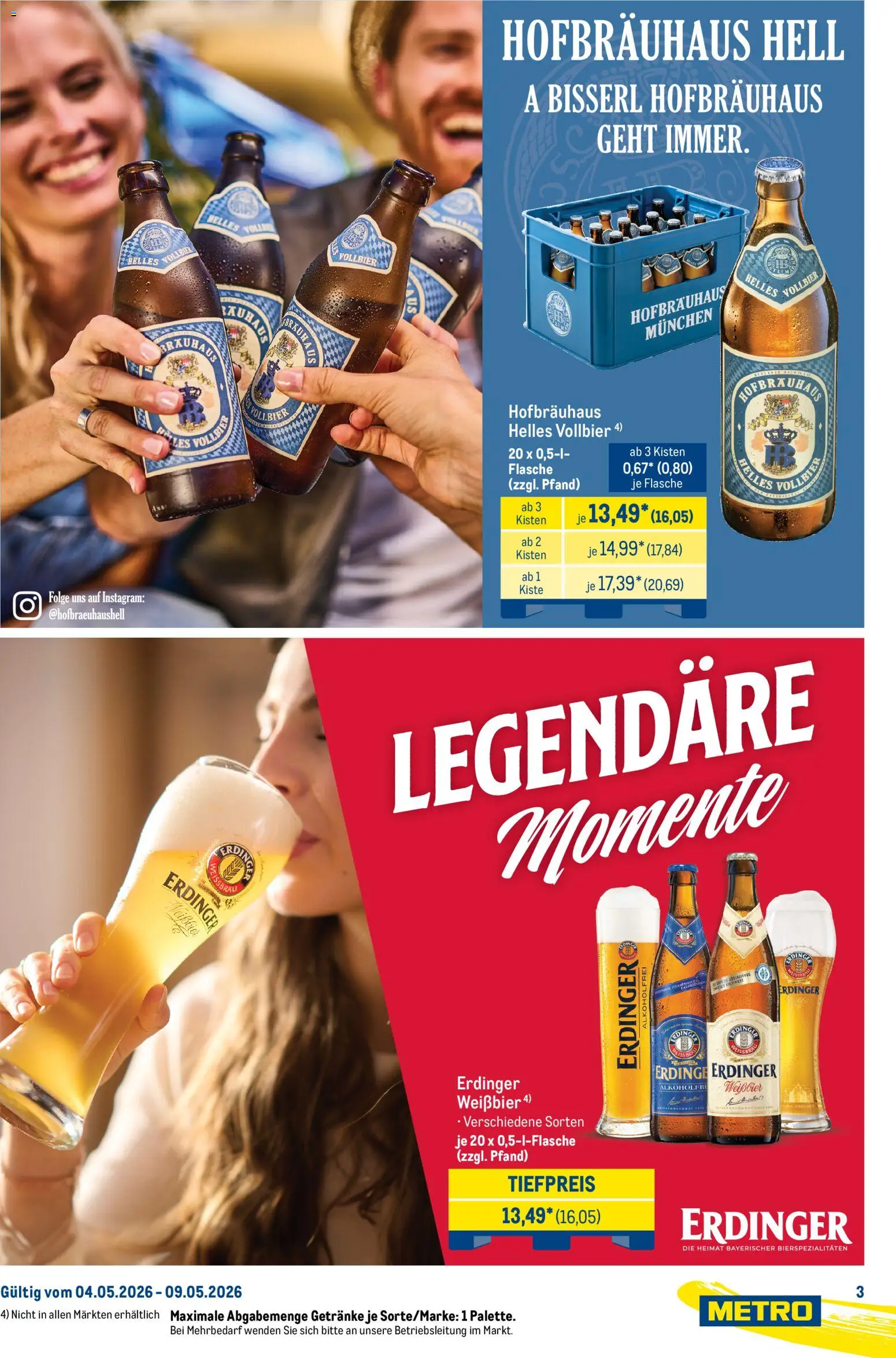 Metro Starke Marken – gültig ab 04.05.2026 | Seite: 3 | Produkte: Erdinger, Weißbier