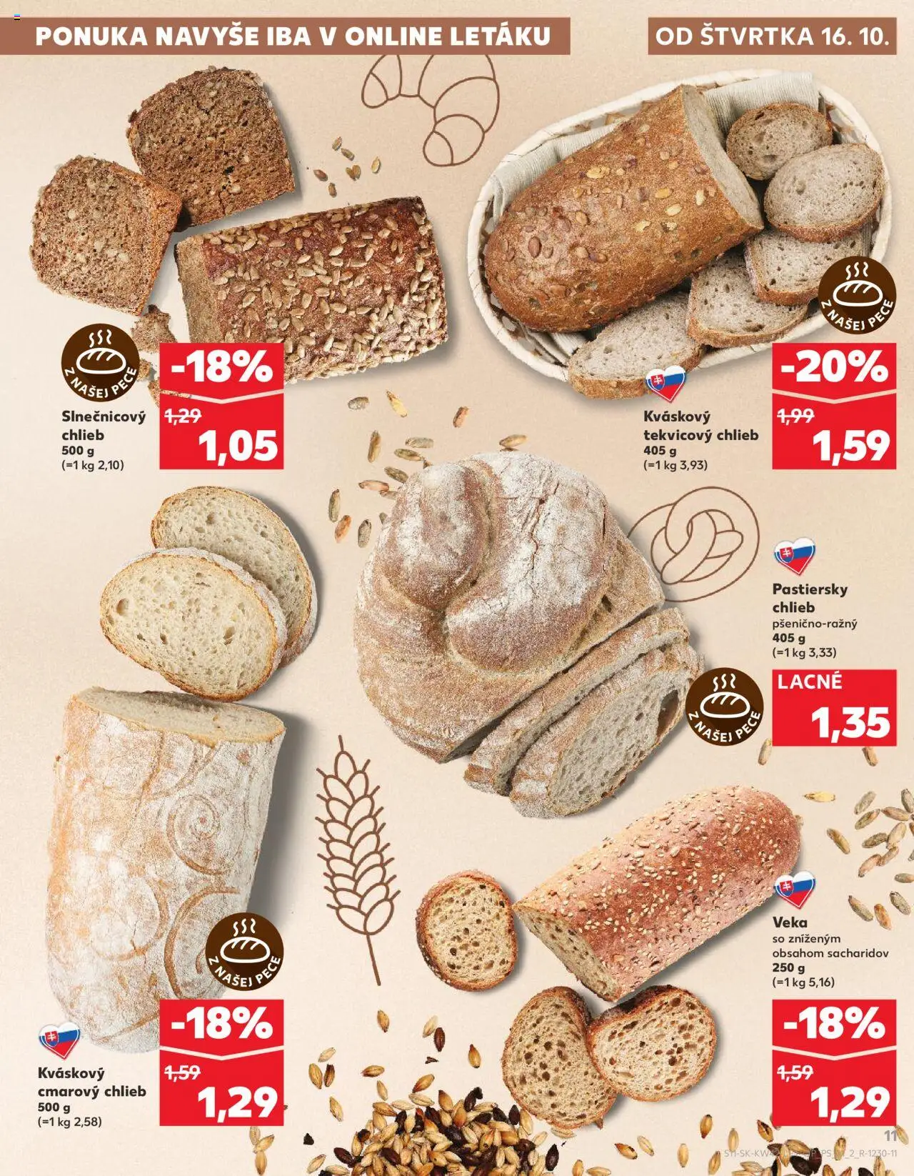 Nové Kaufland akcie – leták je platný od 16.10.2025 | Strana: 11 | Produkty: Chlieb, Pec