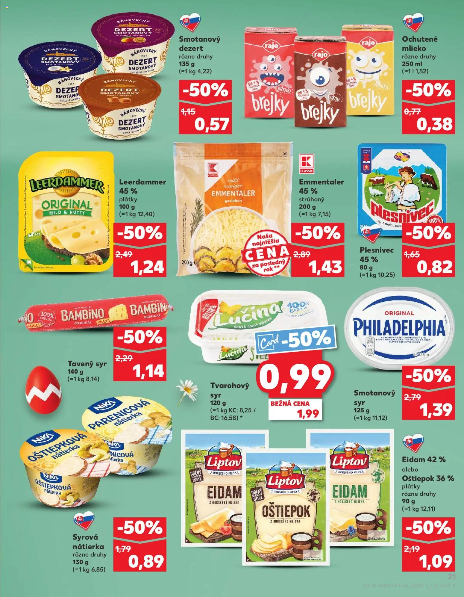 Nové Kaufland akcie – leták je platný od 26.03.2026 | Strana: 21 | Produkty: Mlieko, Syr, Eidam, Kakao