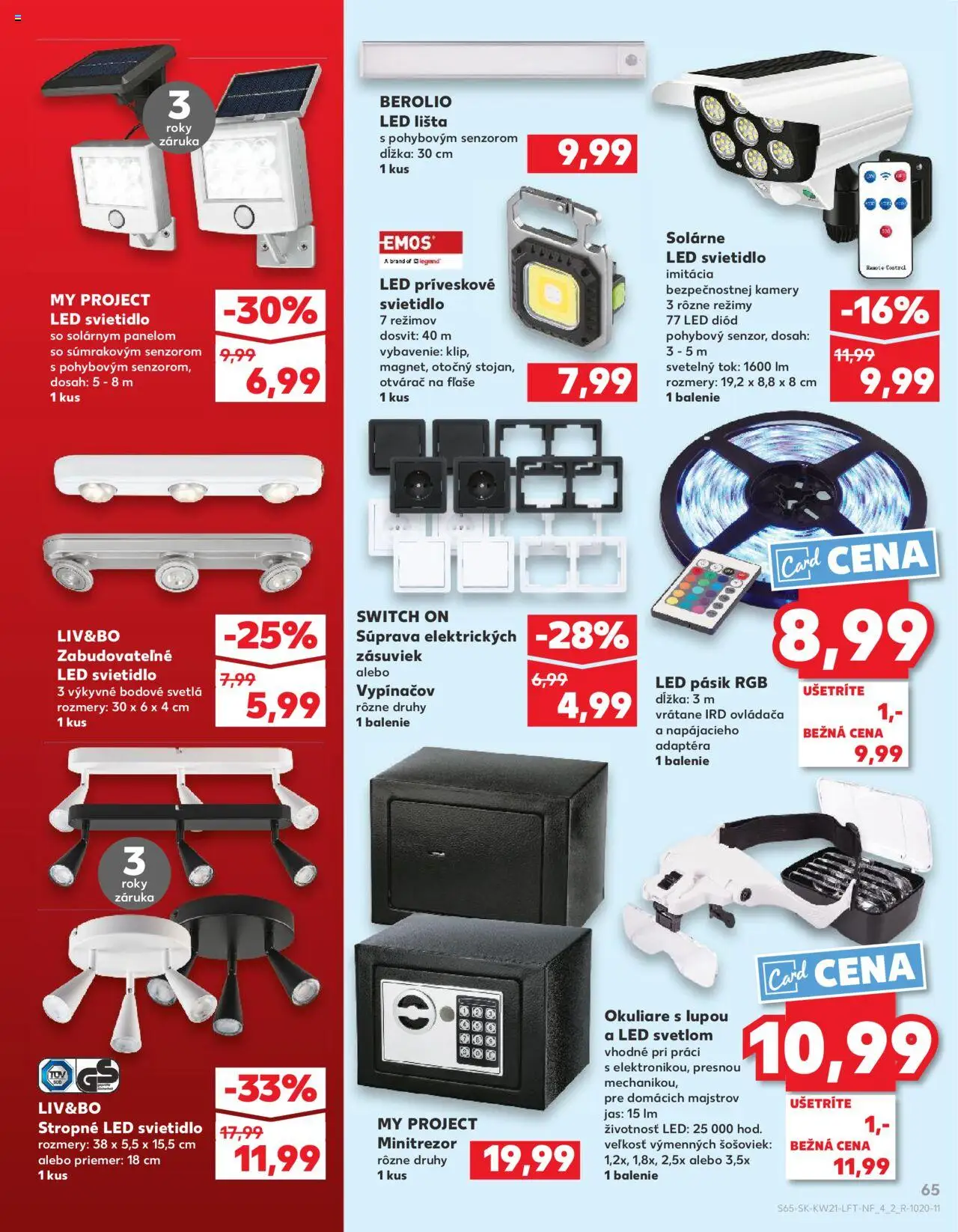 Nové Kaufland akcie – leták je platný od 22.05.2025 | Strana: 65 | Produkty: Bodové svetlá, Led pásik, Svietidlo, Svetlá