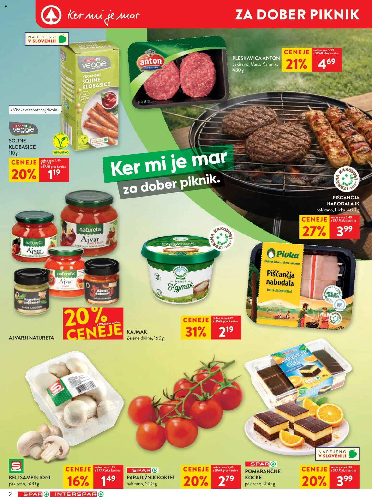 Novi Spar katalog ponudbe – veljaven od 29.04.2026 | Stran: 2 | Izdelki: Kajmak, Klobasice, Ajvar, Nabodala
