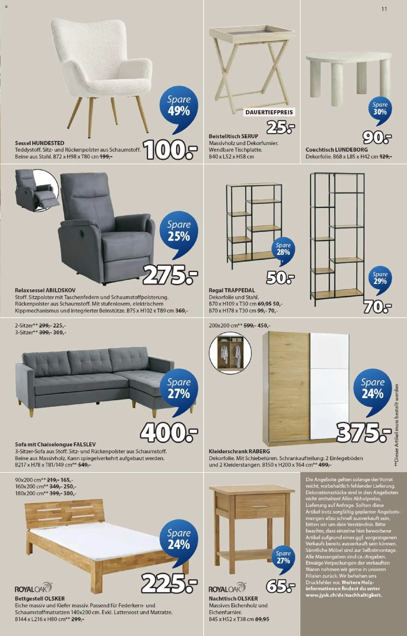 JYSK aktionen – gültig ab 03.03.2026 | Seite: 11 | Produkte: Kleiderschrank, Nachttisch, Regal, Relaxsessel