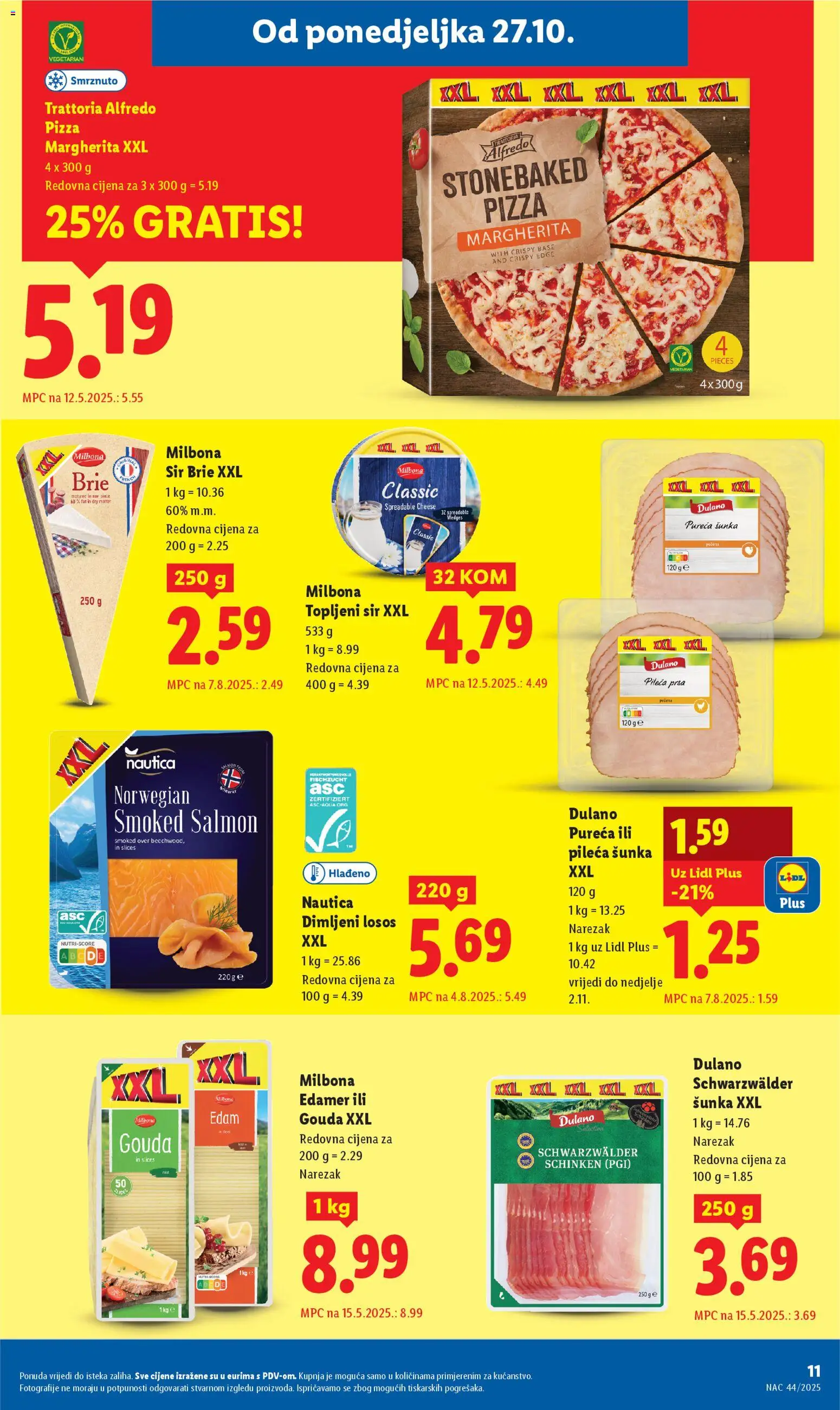 Lidl katalog | vrijedi od 27.10.2025 | Stranica: 11 | Proizvodi: Dimljeni losos, Narezak, Gouda, Pileća prsa