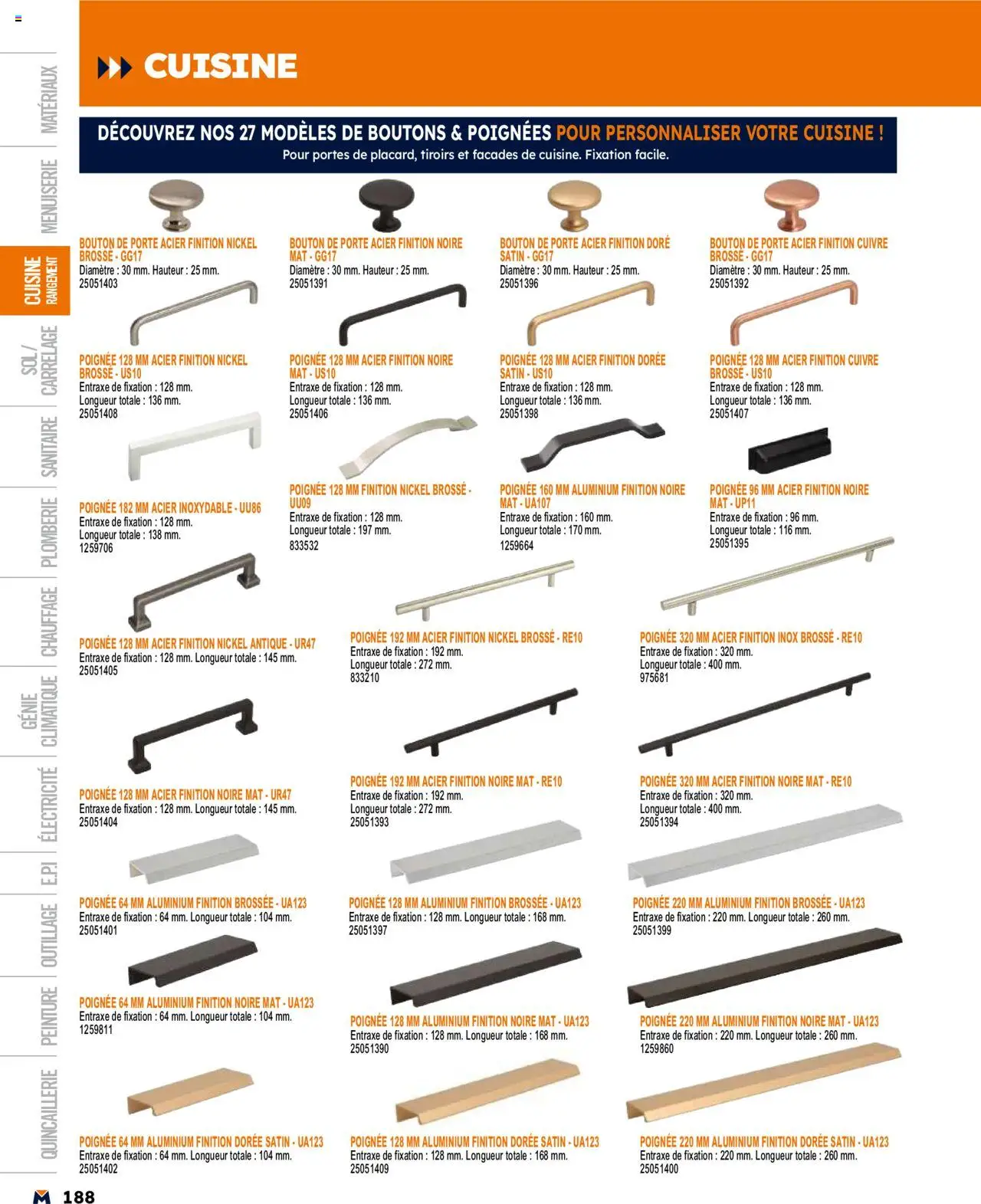  | Page: 188 | Produits: Brosse, Poignées, Portes, Tiroirs