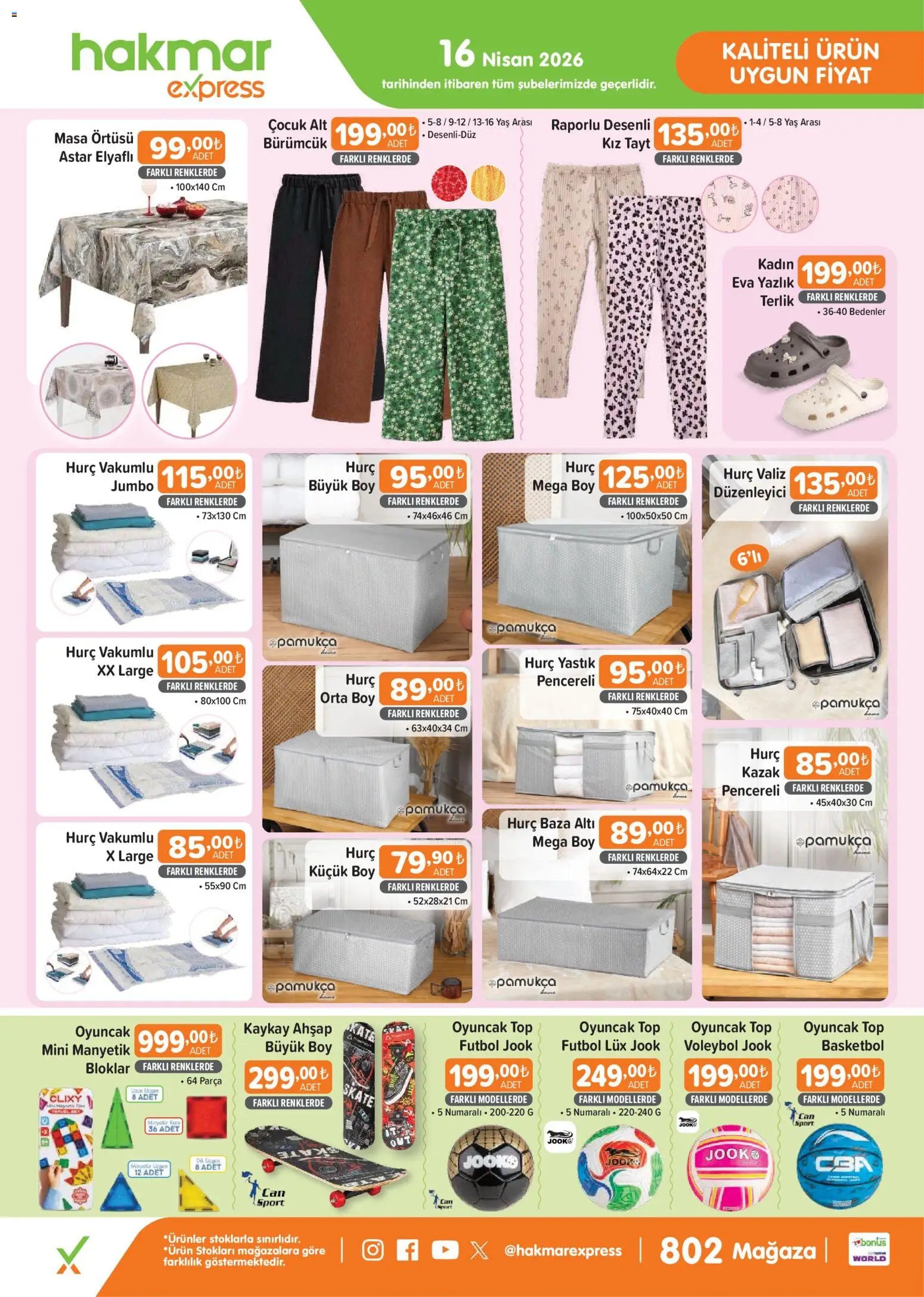 Hakmar Express - Perşembe Aktüel Ürünler - 16.04.2026 tarihinden itibaren geçerlidir | Sayfa: 2 | Ürünler: Yastık, Masa, Tayt, Masa örtüsü