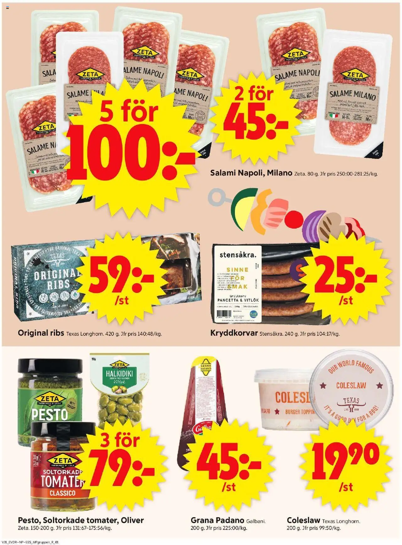 ICA Supermarket reklamblad aktuell från 28.07.2025 | Sida: 10 | Produkter: Oliver, Grillkorv, Salami, Vitlök