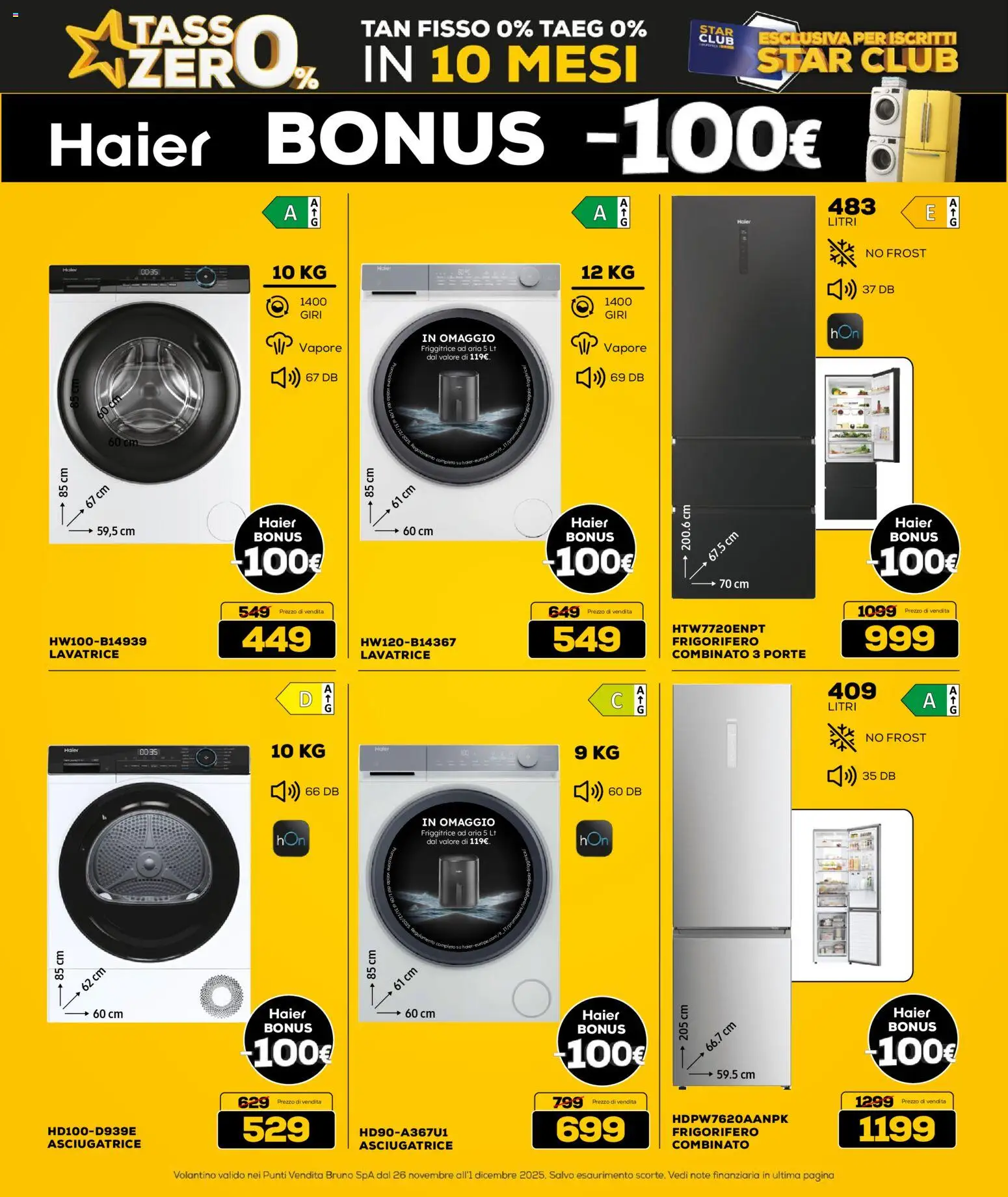 Volantino Euronics del 26.11.2025 | Pagina: 16 | Prodotti: Lavatrice, Asciugatrice, Frigorifero, Friggitrice