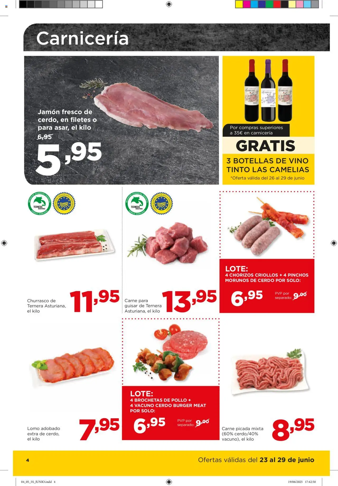 Alimerka folleto Asturias │ válido desde el 23.06.2025 | Página: 4 | Productos: Jamón, Vino, Cerdo
