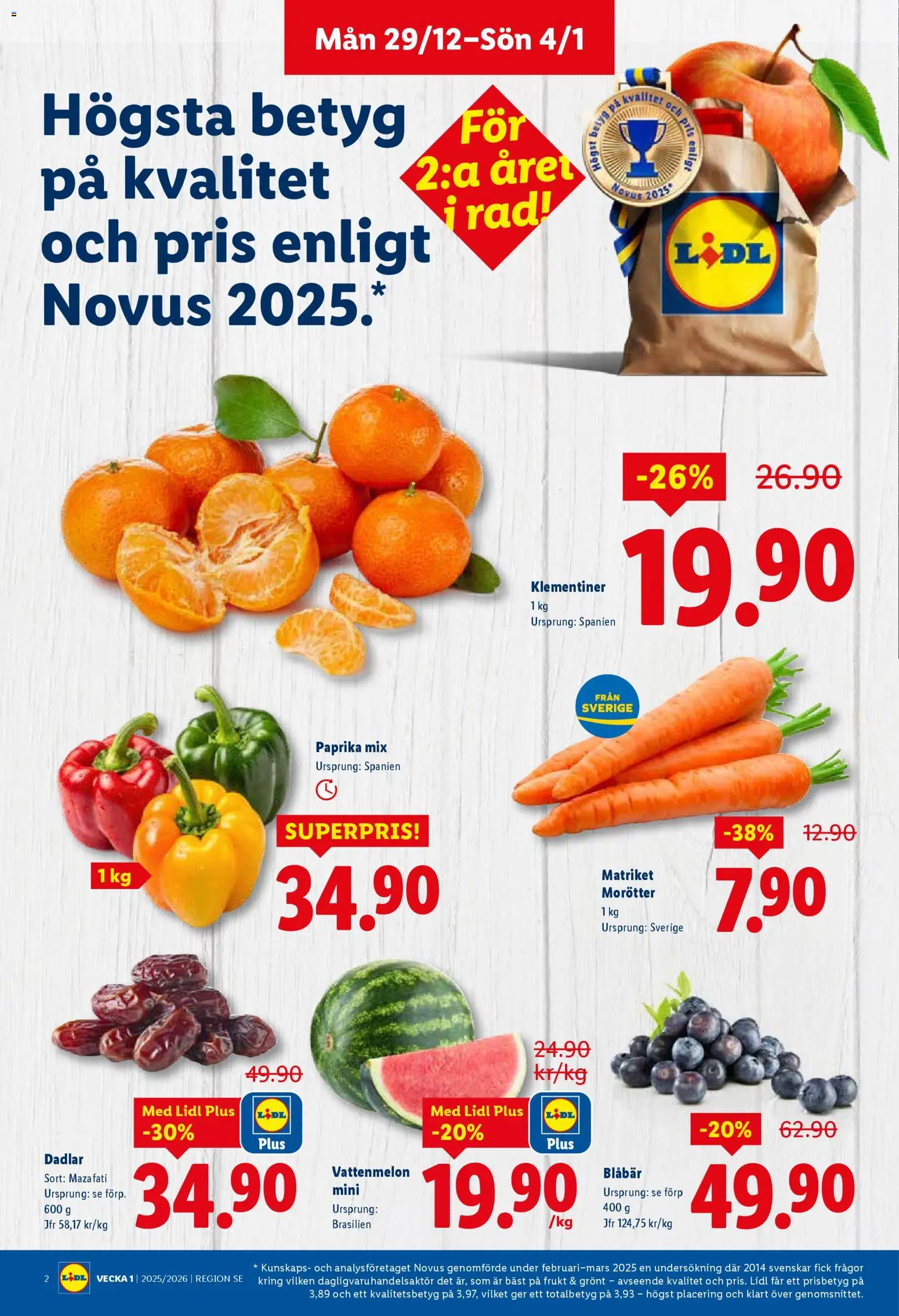 Lidl reklamblad aktuell från 29.12.2025 | Sida: 2 | Produkter: Vattenmelon, Blåbär