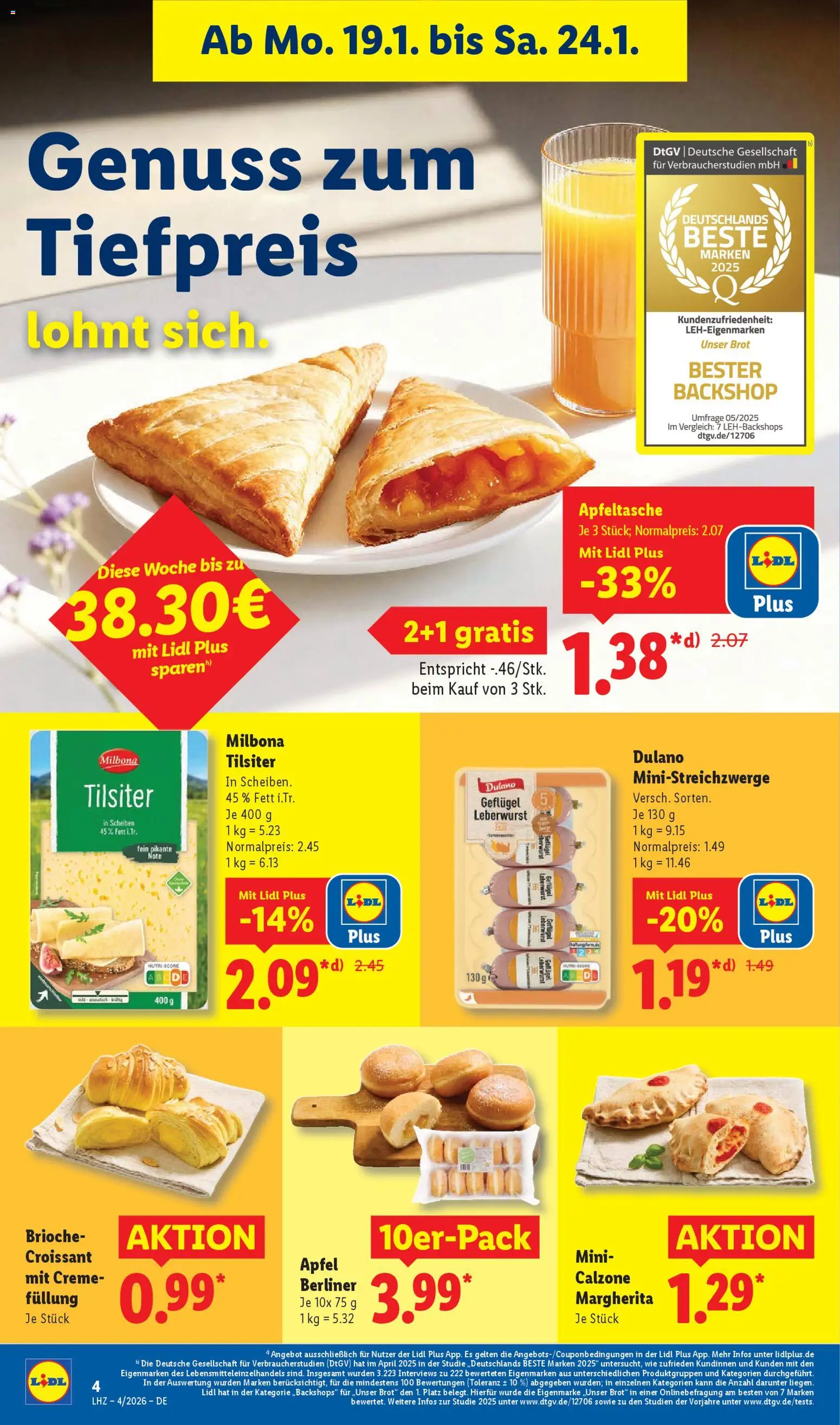Lidl - Prospekt – gültig ab 19.01.2026 | Seite: 10 | Produkte: Berliner, Äpfel, Creme, Brot