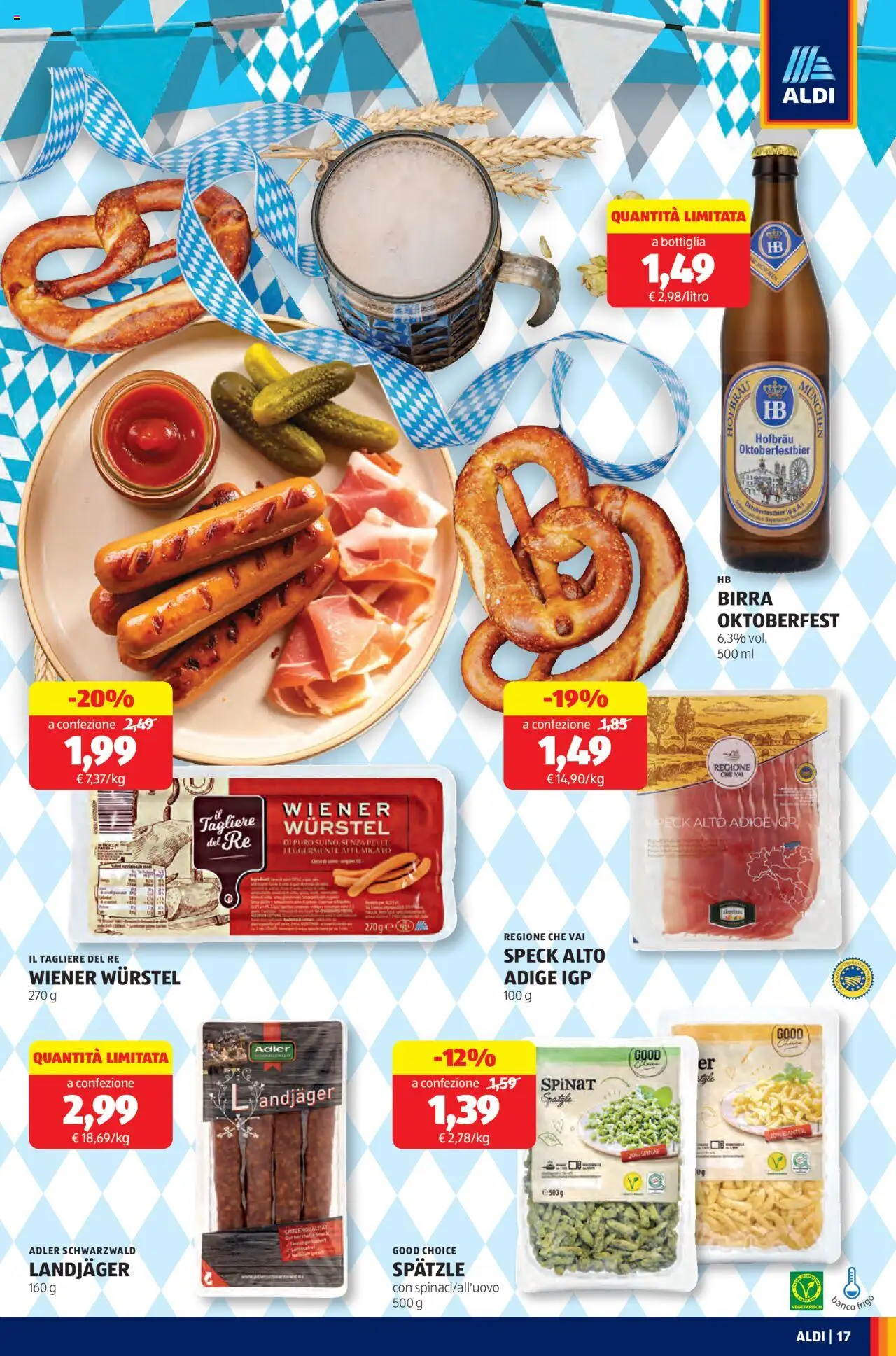 Volantino Aldi del 22.09.2025 | Pagina: 17 | Prodotti: Speck, Spatzle, Pasta, Wurstel