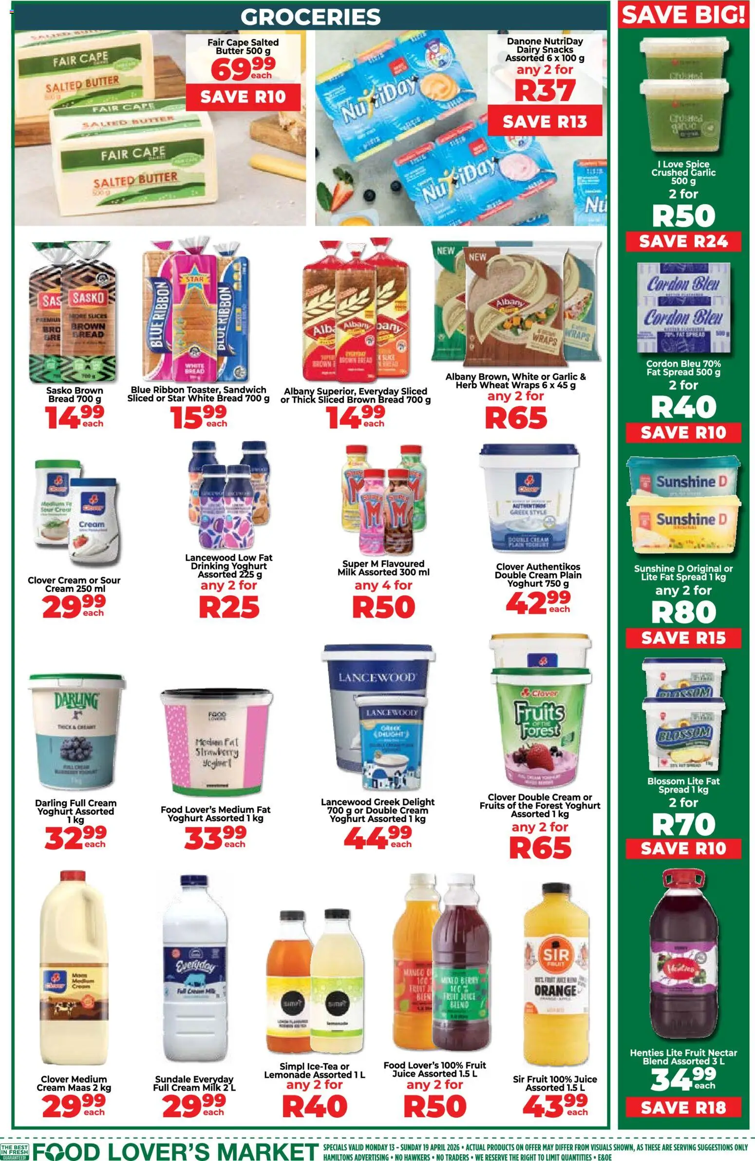 New Food Lover's Market catalogue – valid from 13.04.2026 | Page: 3 | Products: Butter, Cream, Fat spread, Fruit