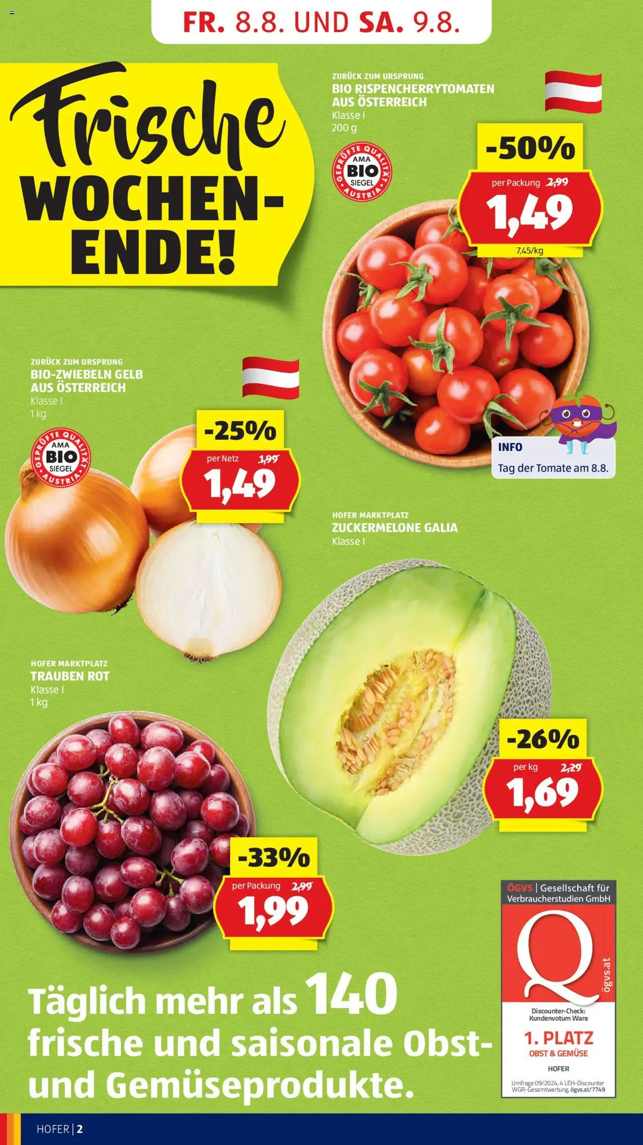 Hofer Flugblatt gültig ab 08.08.2025 | Seite: 4 | Produkte: Gemüse, Obst