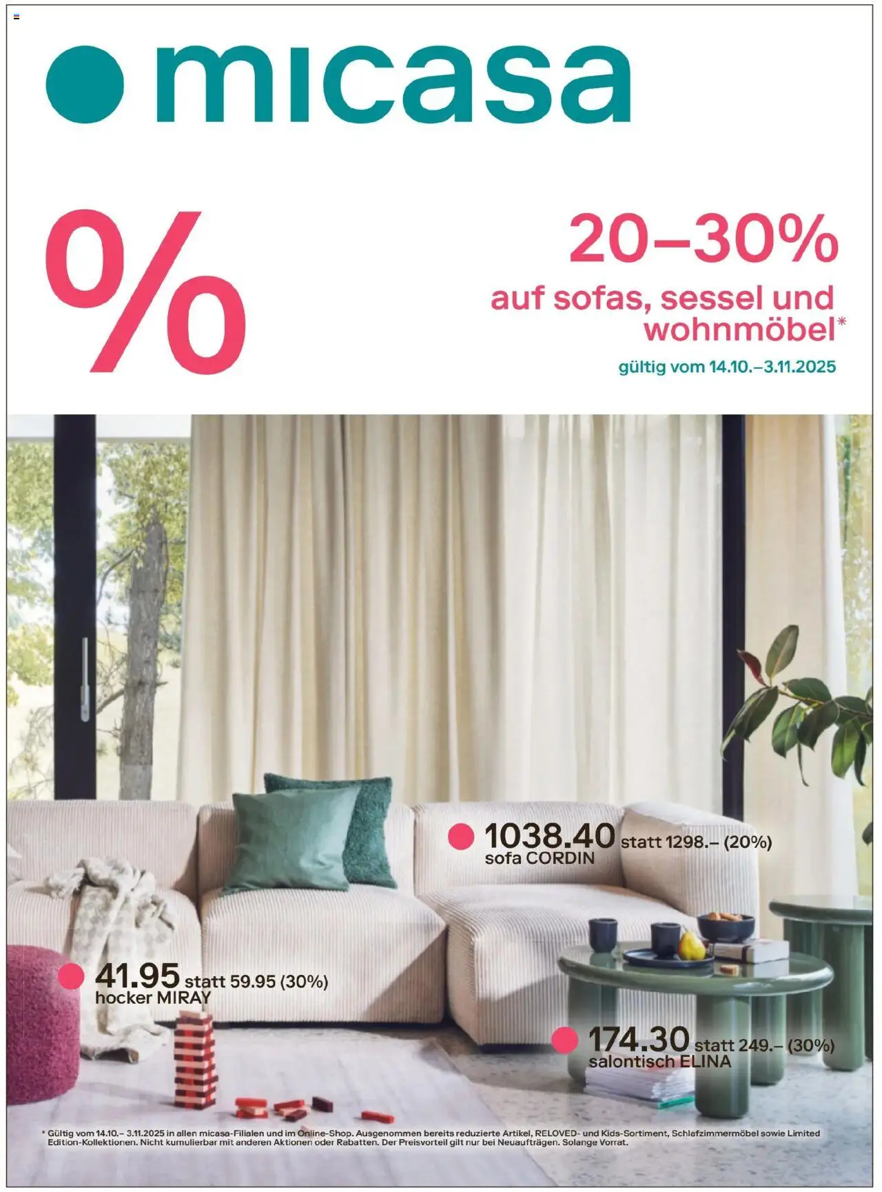 Migros Magazin – gültig ab 20.10.2025 | Seite: 28 | Produkte: Hocker, Sofa, Sessel