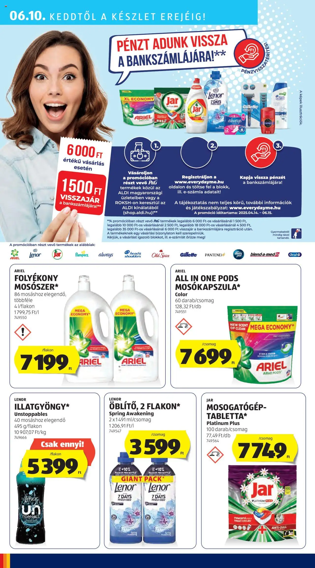 Aldi akciós ujság - amely érvényes a következő dátumtól: 05.06.2025 | Oldal: 40 | Termékek: Ariel, Old spice, Pampers, Mosogatógép
