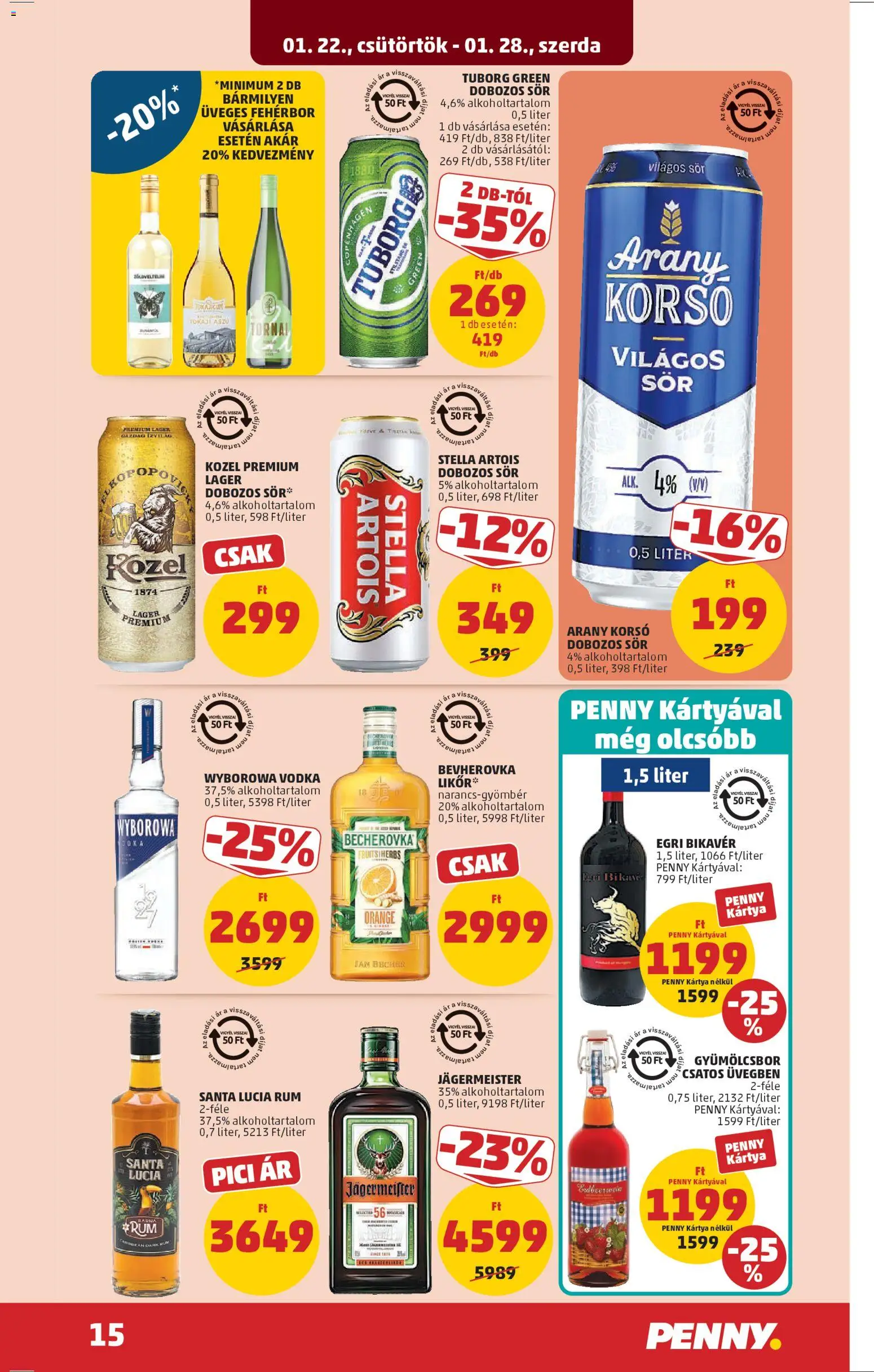 PENNY akciós ujság - amely érvényes a következő dátumtól: 22.01.2026 | Oldal: 19 | Termékek: Jägermeister, Rum, Becherovka, Vodka