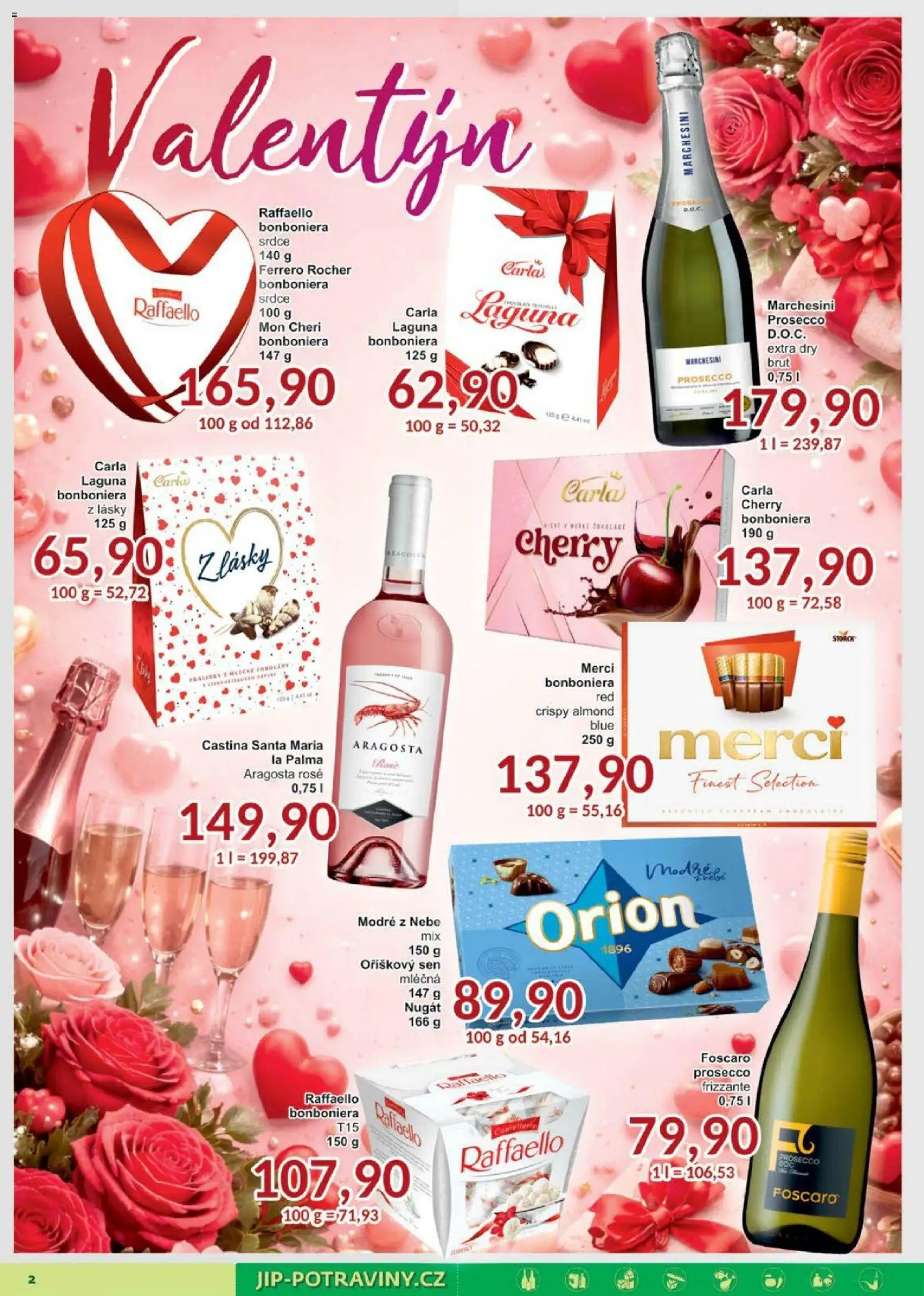 Jip leták od 28.01.2026 | Strana: 2 | Produkty: Ferrero Rocher, Prosecco, Finest, Bonboniéra