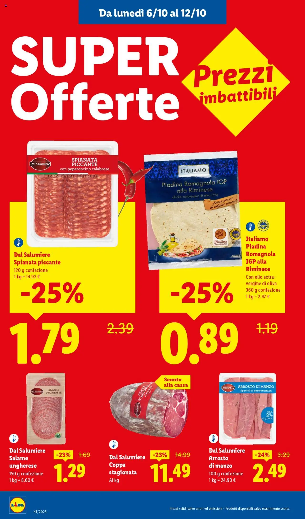 Volantino Lidl del 06.10.2025 | Pagina: 8 | Prodotti: Salame, Olio, Peperoncino, Piadina
