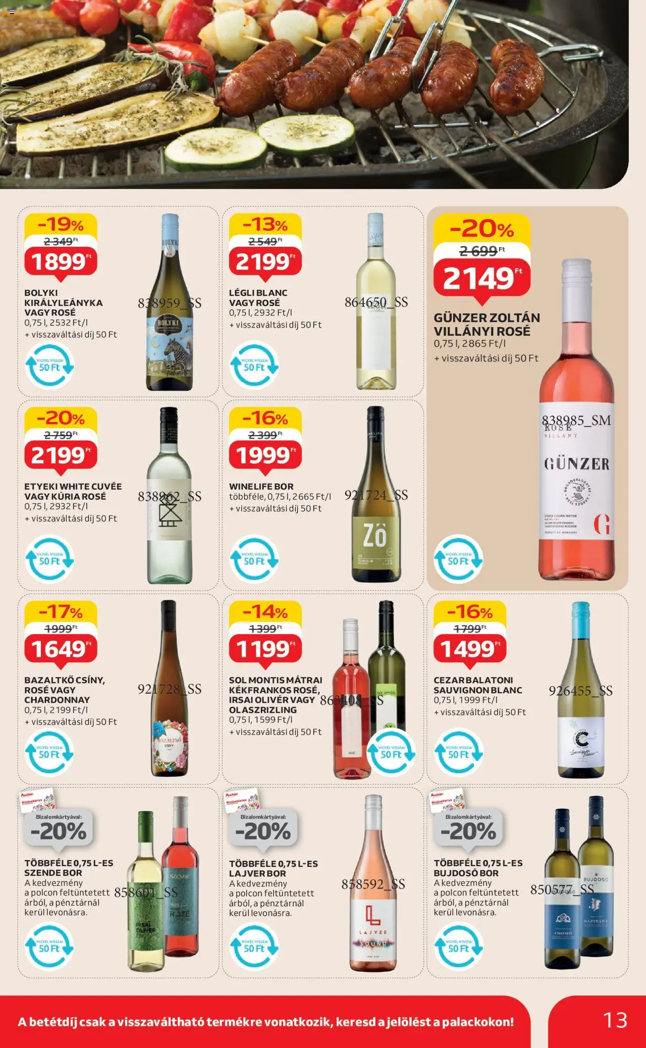 Auchan akciós ujság - amely érvényes a következő dátumtól: 12.06.2025 | Oldal: 13 | Termékek: Bor