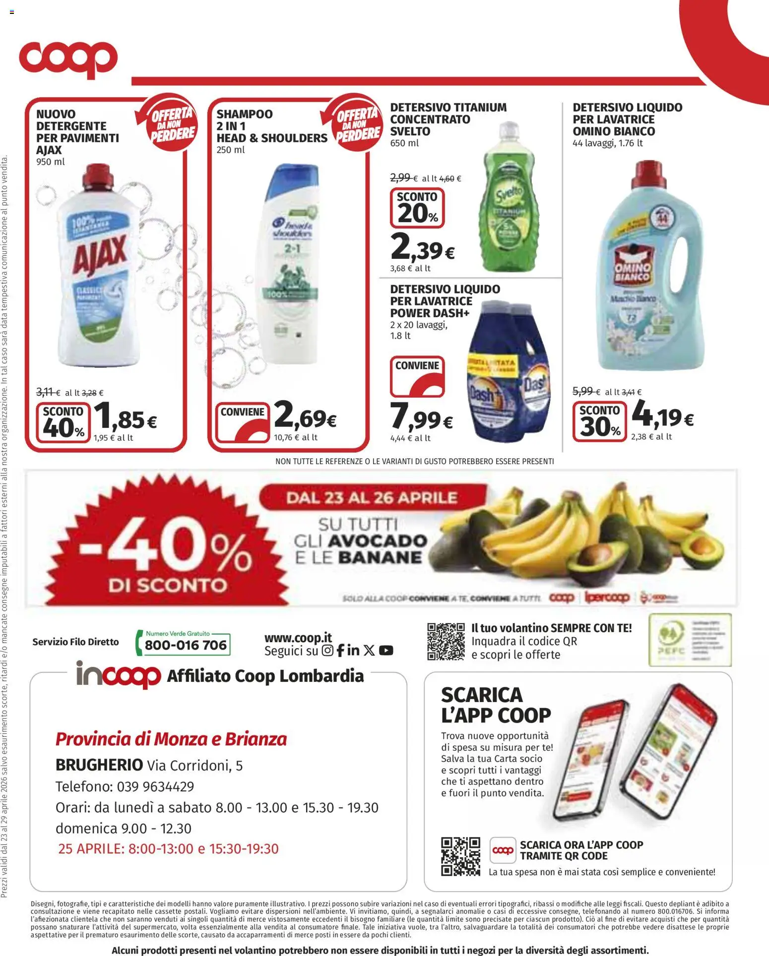 Volantino COOP del 16.04.2026 | Pagina: 8 | Prodotti: Banane, Detergente, Tè, Lavatrice