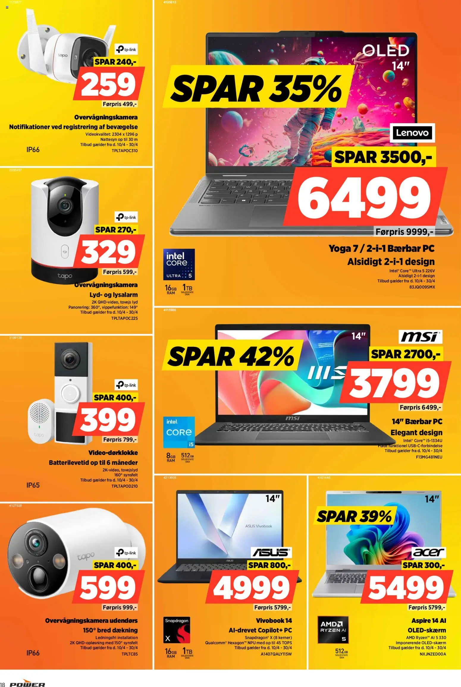 Power tilbudsavis – gyldig fra 24.04.2026 | Side: 18 | Produkter: Overvågningskamera, Disk, PC, Lyd